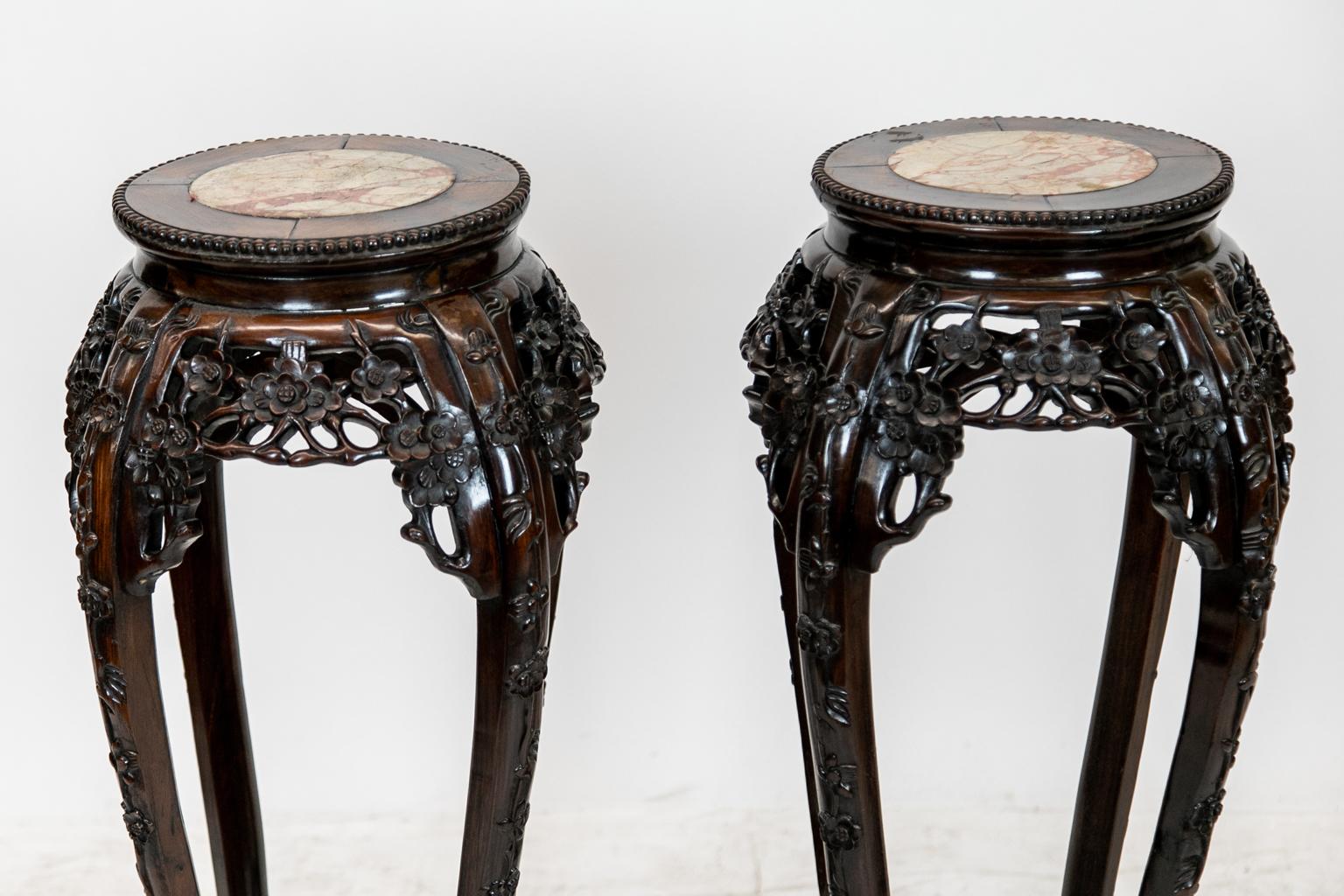 Pair of Chinese Rosewood Stands For Sale 2