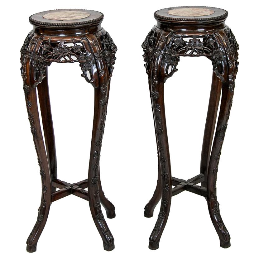 Pair of Chinese Rosewood Stands For Sale