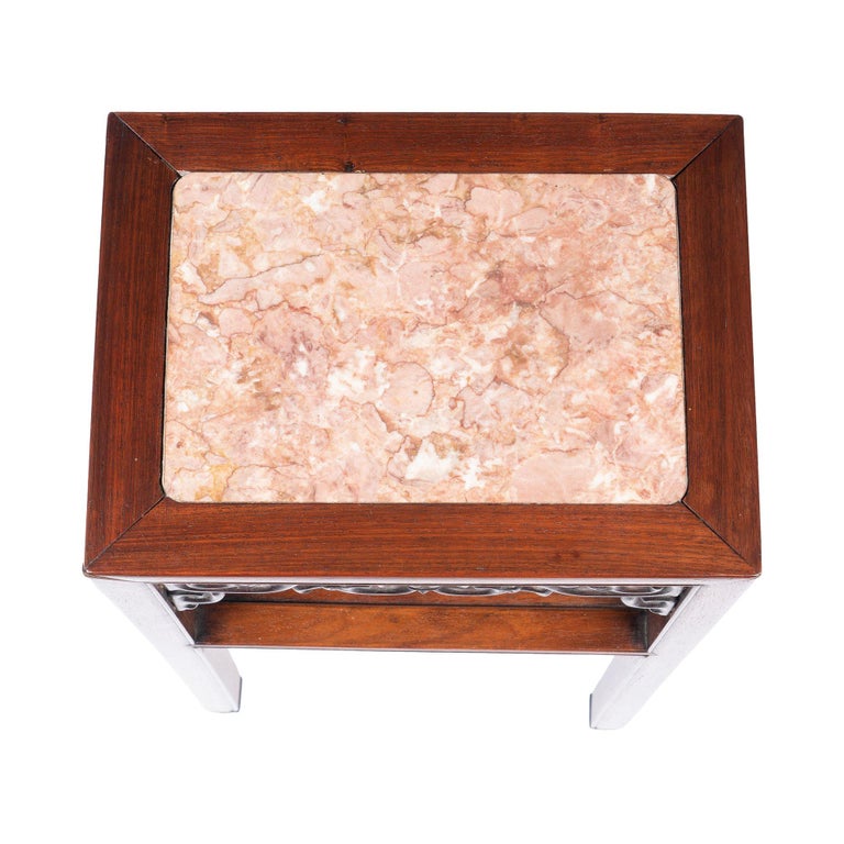 Pair of Chinese Rosewood Tea Tables with Marble Tops, 18501900 at 1stDibs