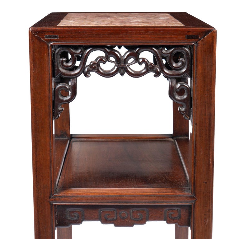 Pair of Chinese Rosewood Tea Tables with Marble Tops, 18501900 at 1stDibs