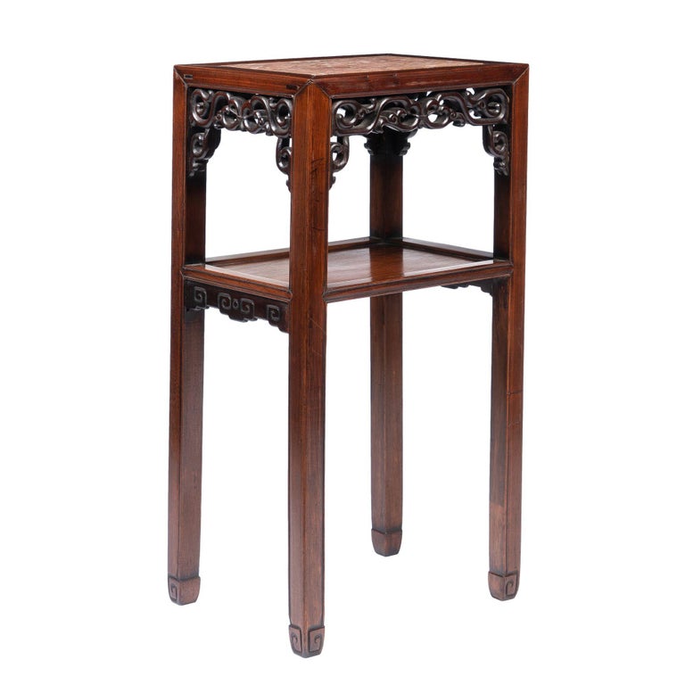 Pair of Chinese Rosewood Tea Tables with Marble Tops, 18501900 at 1stDibs