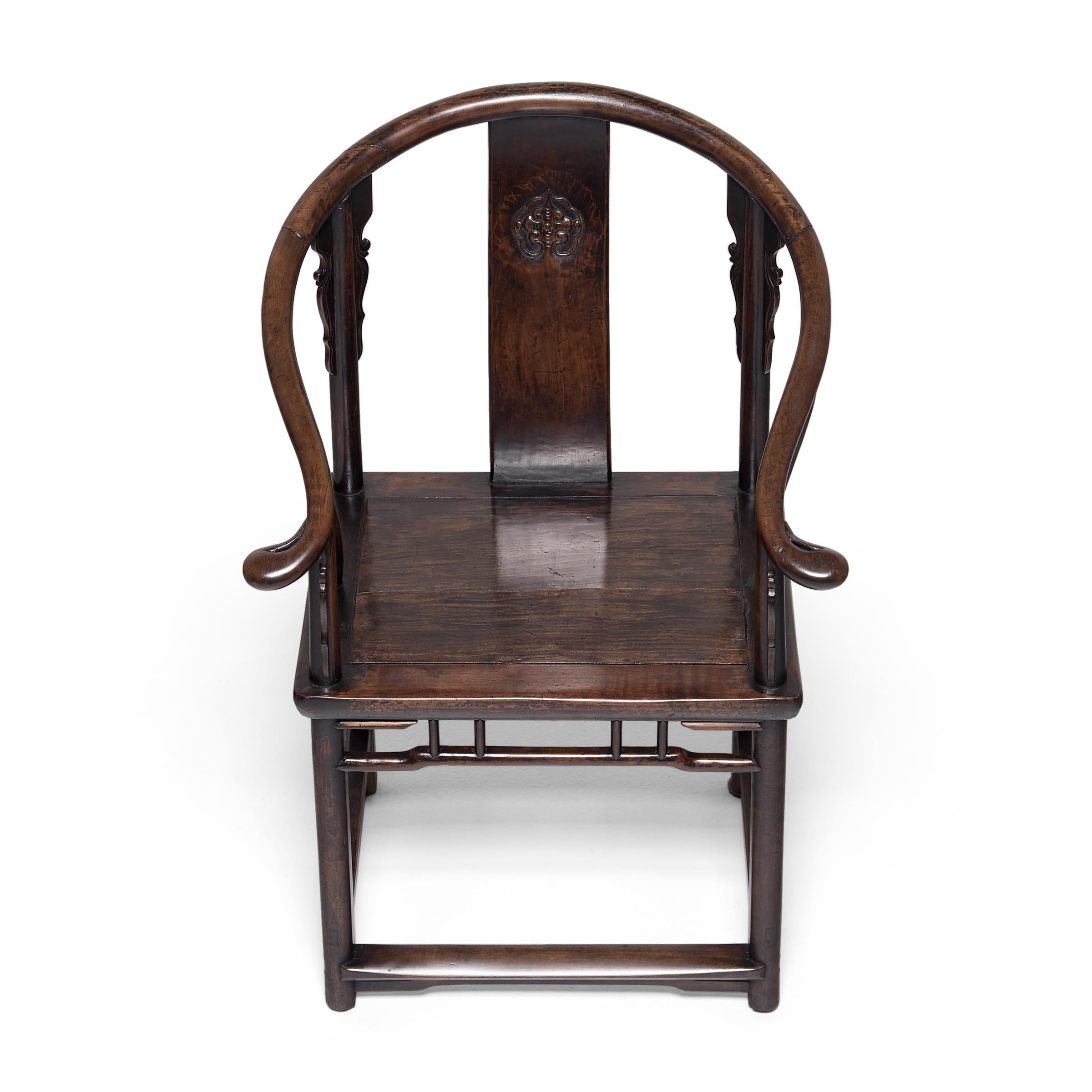 Elm Pair of Chinese Roundback Chairs, c. 1850
