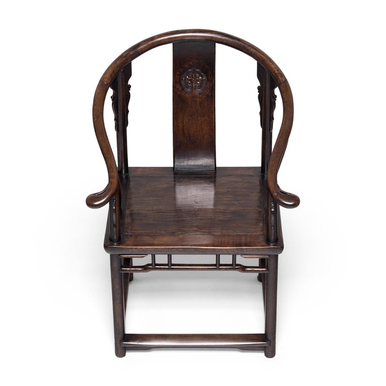 Elm Pair of Chinese Roundback Chairs, c. 1850 For Sale