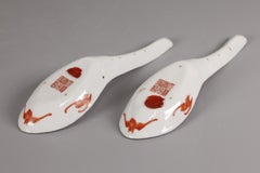 pair of Chinese ruby red porcelain spoons, 19th c.