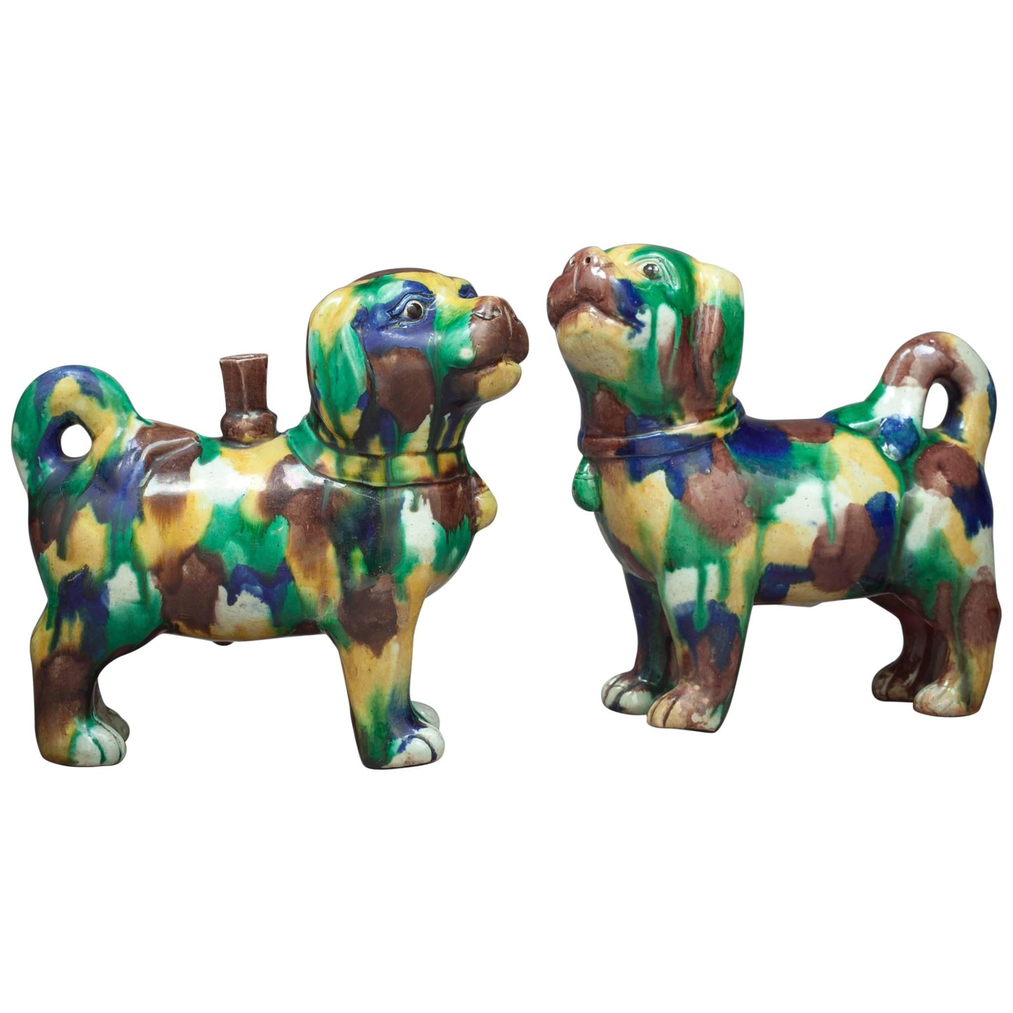 Pair of Chinese San-T'Sai Glazed Dogs, circa 1860