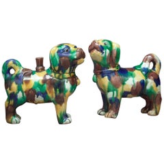 Pair of Chinese San-T'Sai Glazed Dogs, circa 1860