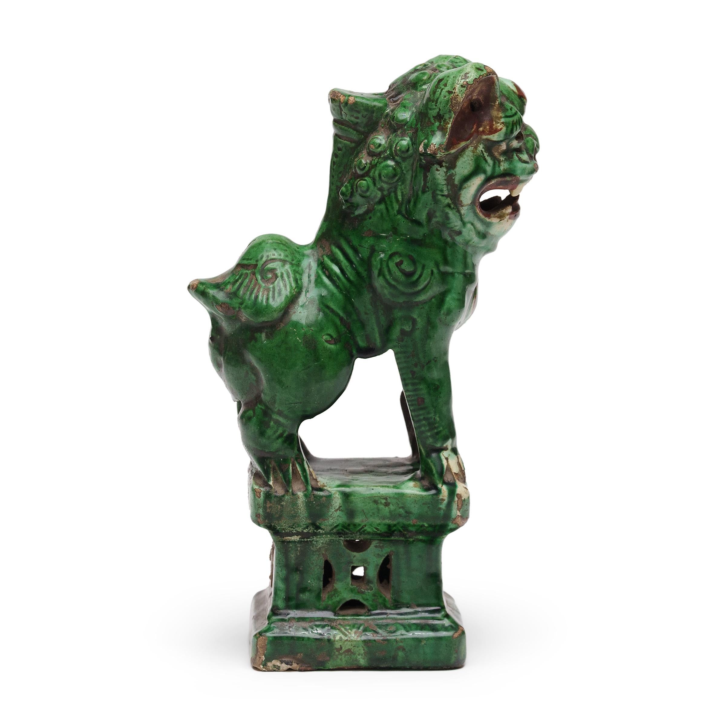 Stoneware Pair of Chinese Sancai Fu Lion Protectors, c. 1850 For Sale