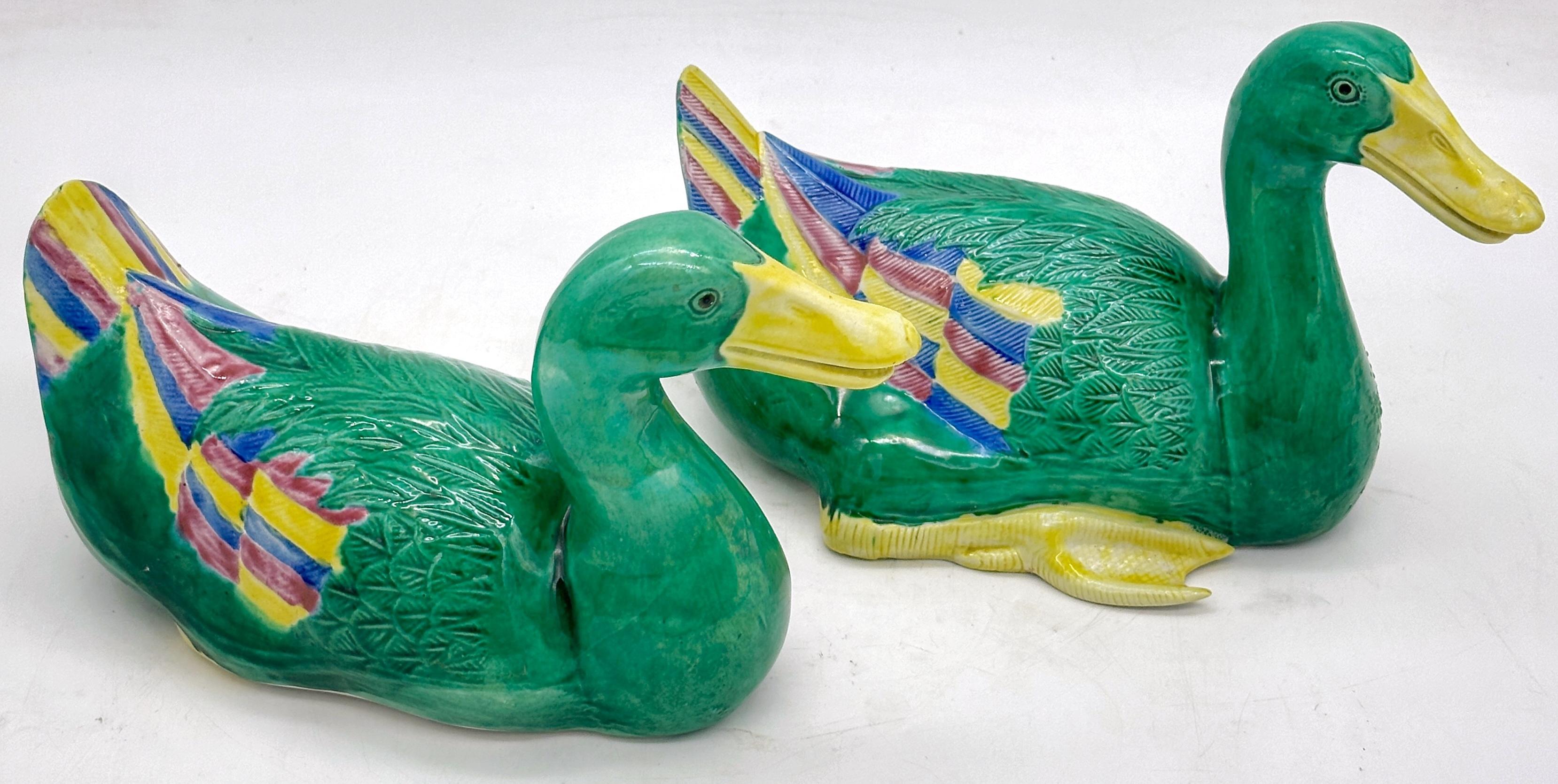 Pair of Chinese Sancai Glazed Figures of Seated Ducks For Sale 3