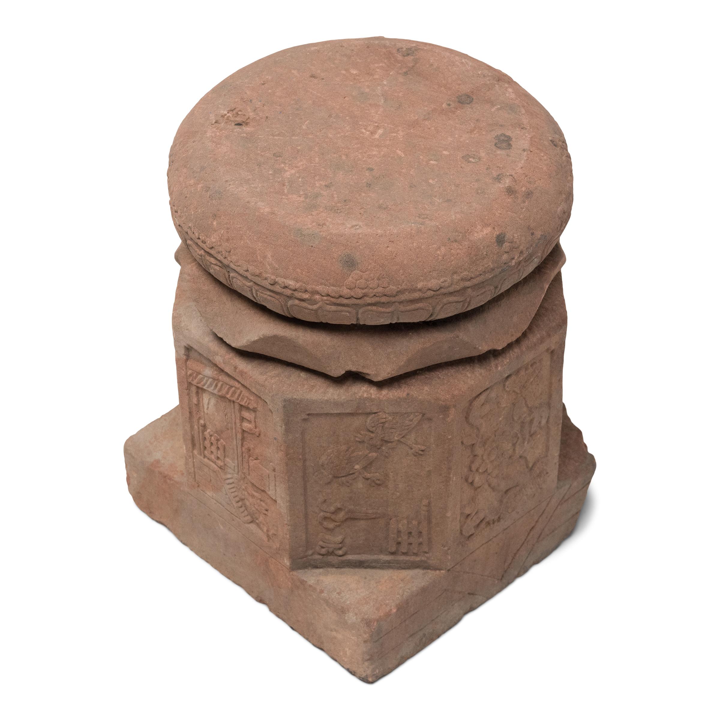 Paar chinesische Säulensockel aus Sandstein, um 1900 (19. Jahrhundert) im Angebot