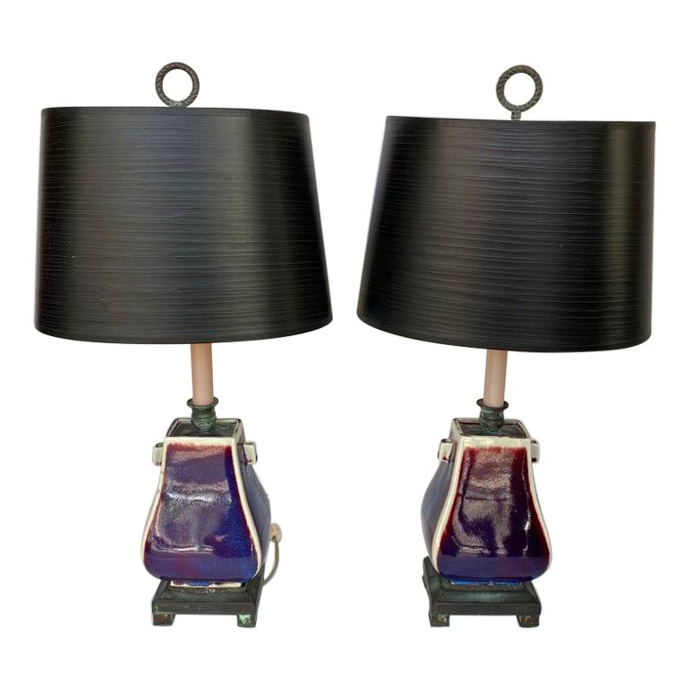 Pair of Chinese Sang de Boeuf Lamps