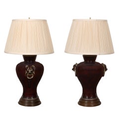 Pair of Chinese Sang de Boeuf Lamps