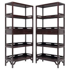 Pair of Chinese Scholars Scroll Shelves, circa 1900