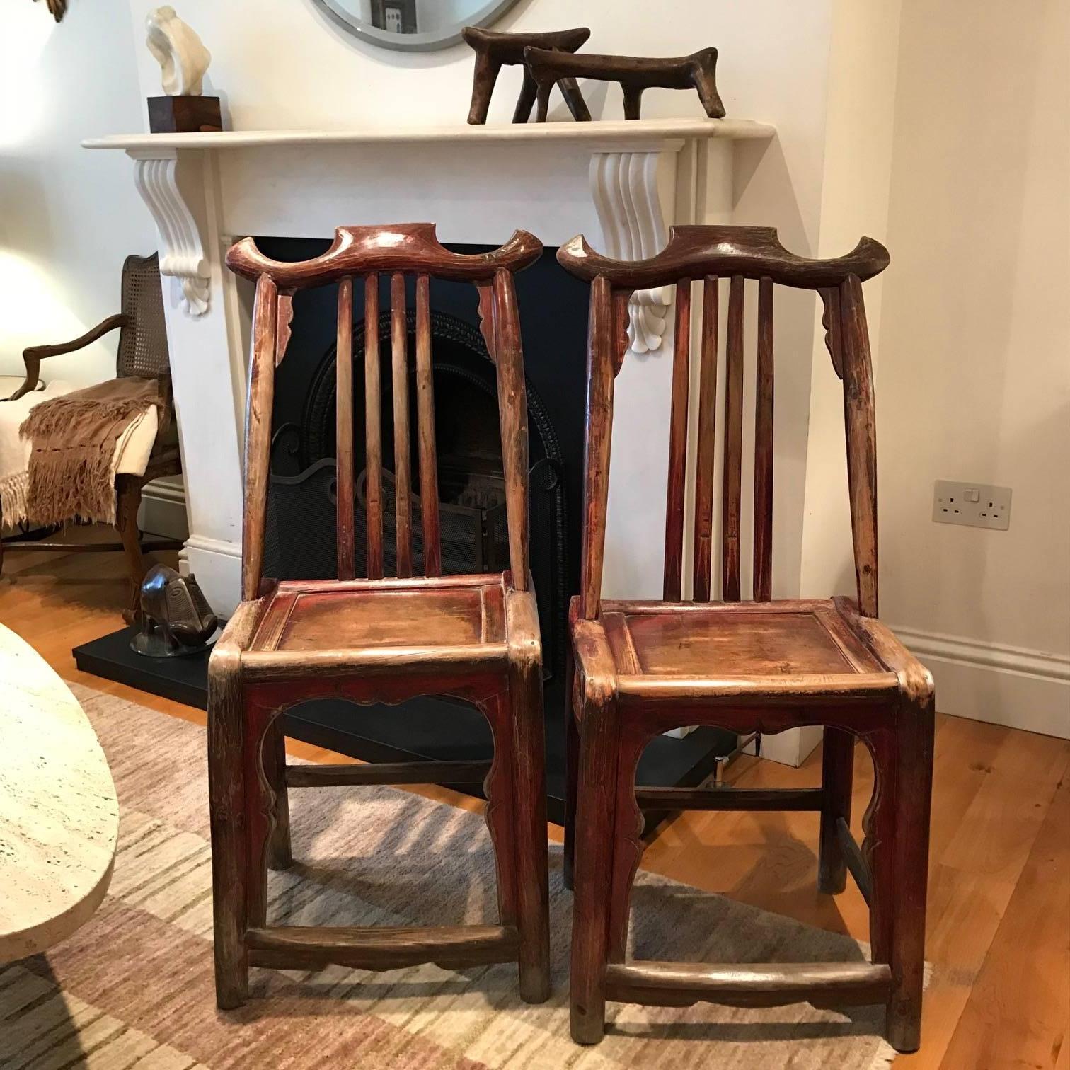Asian Pair of Chinese Scroll Chairs For Sale