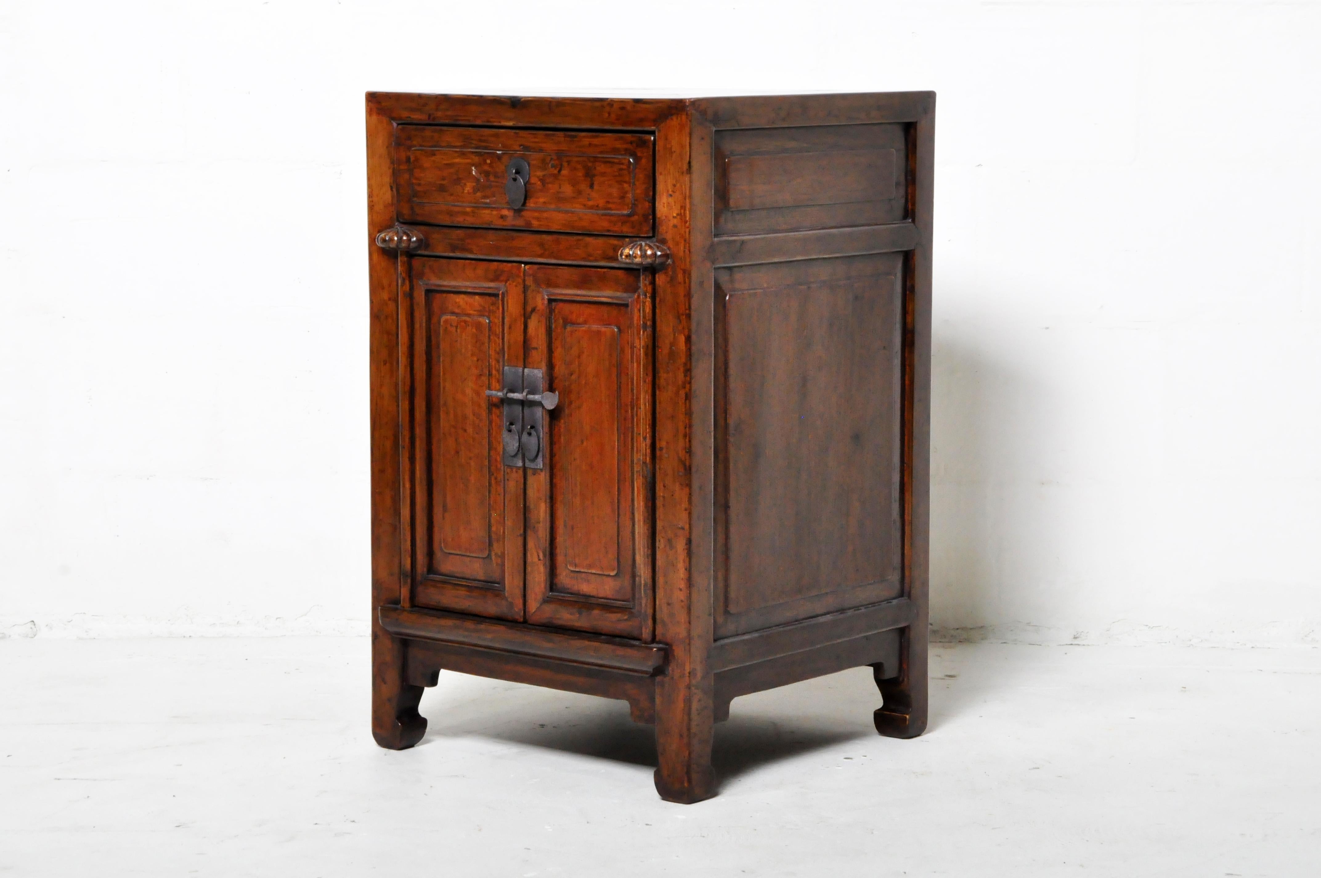 19th Century Pair of Chinese Side Cabinets with Two Drawers and a Pair of Doors