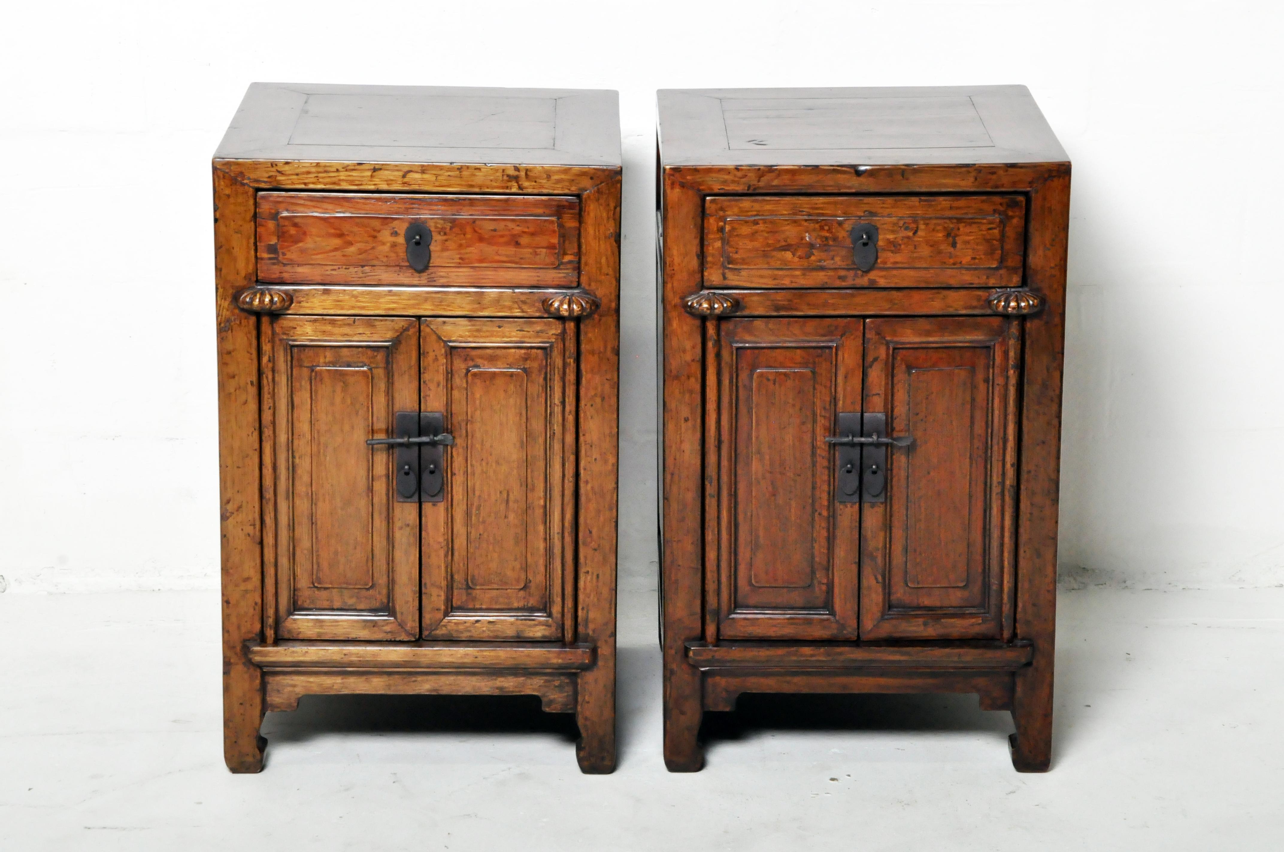 Pair of Chinese Side Cabinets with Two Drawers and a Pair of Doors 1