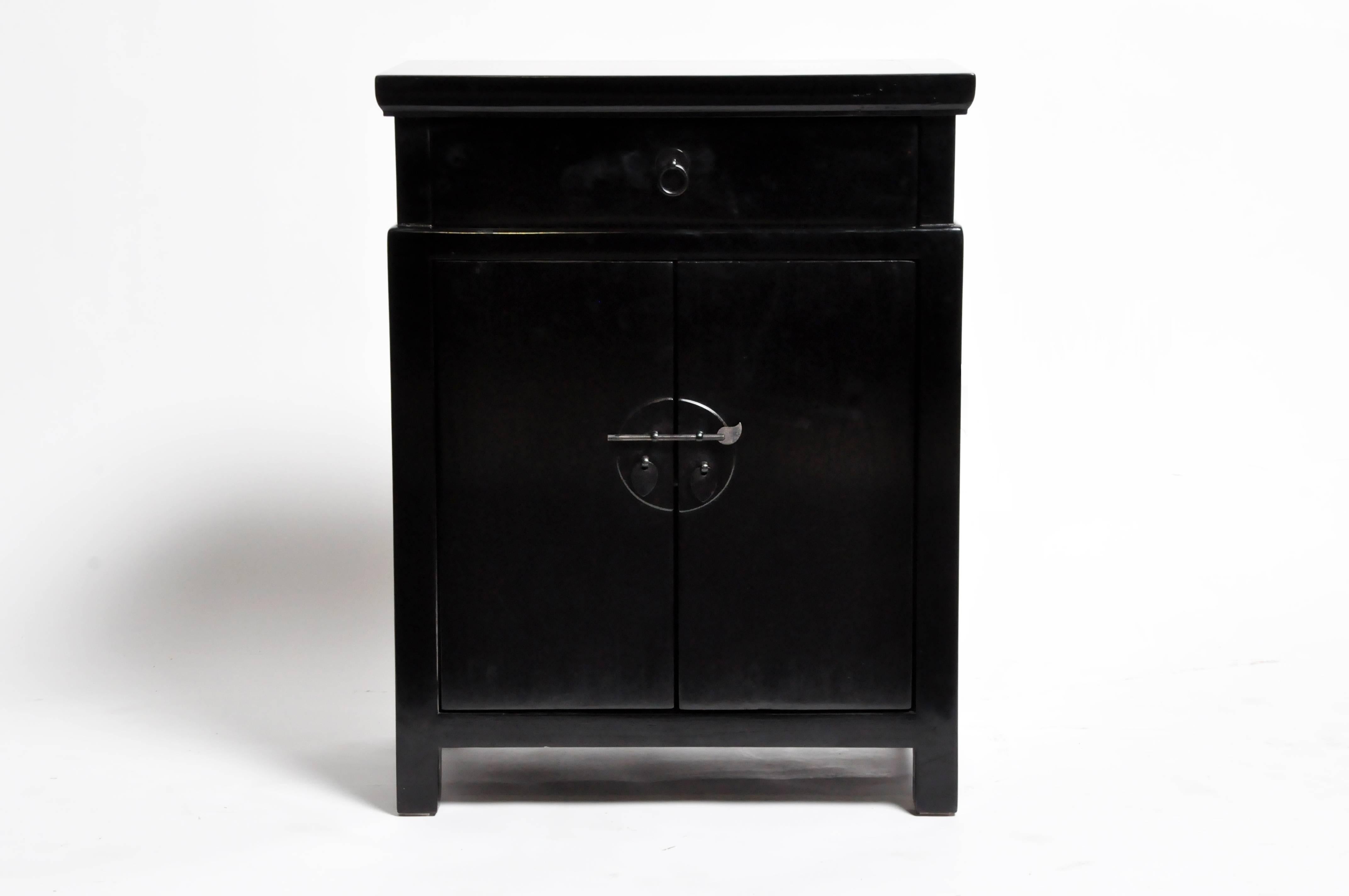 Contemporary Pair of Chinese Side Chests with a Drawer and Shelf