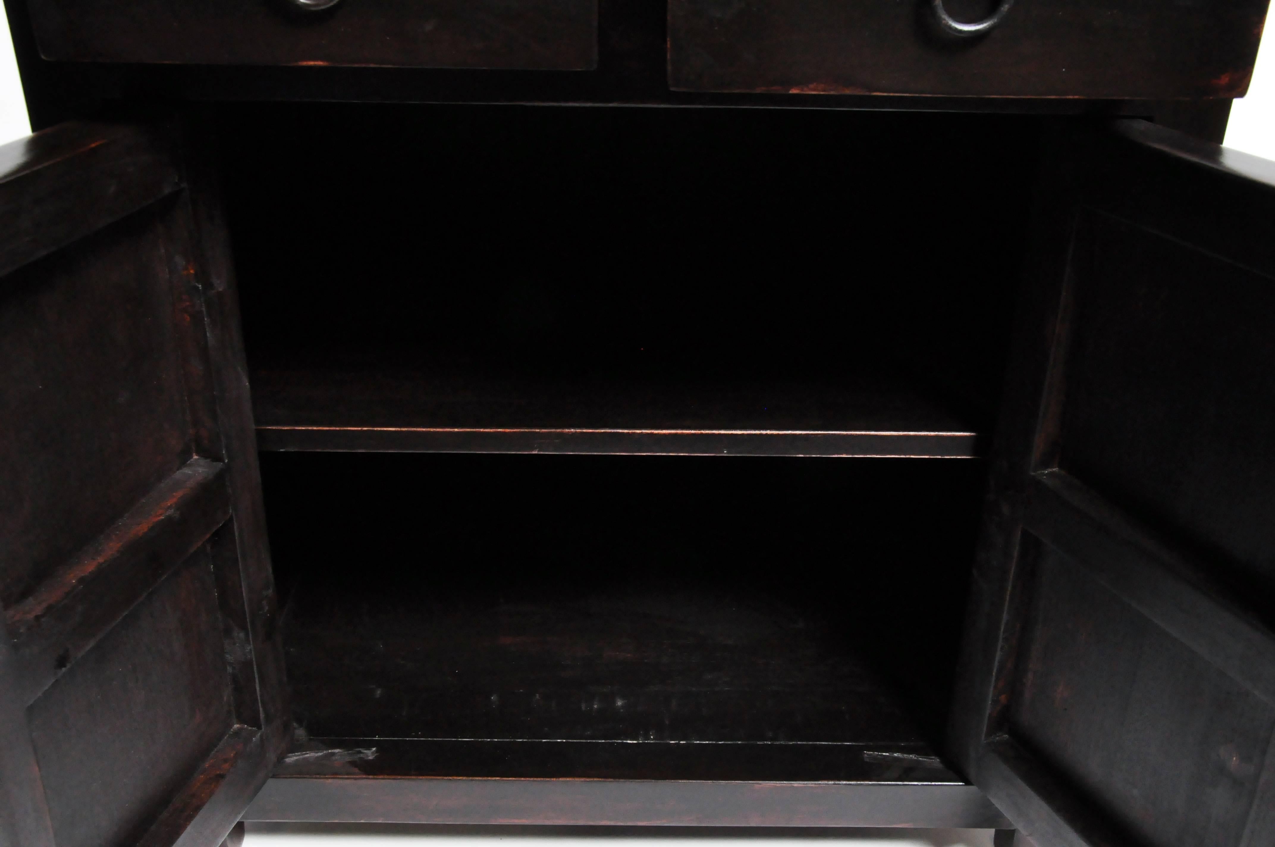 Pair of Chinese Side Chests with Two Drawers and a Shelf 5