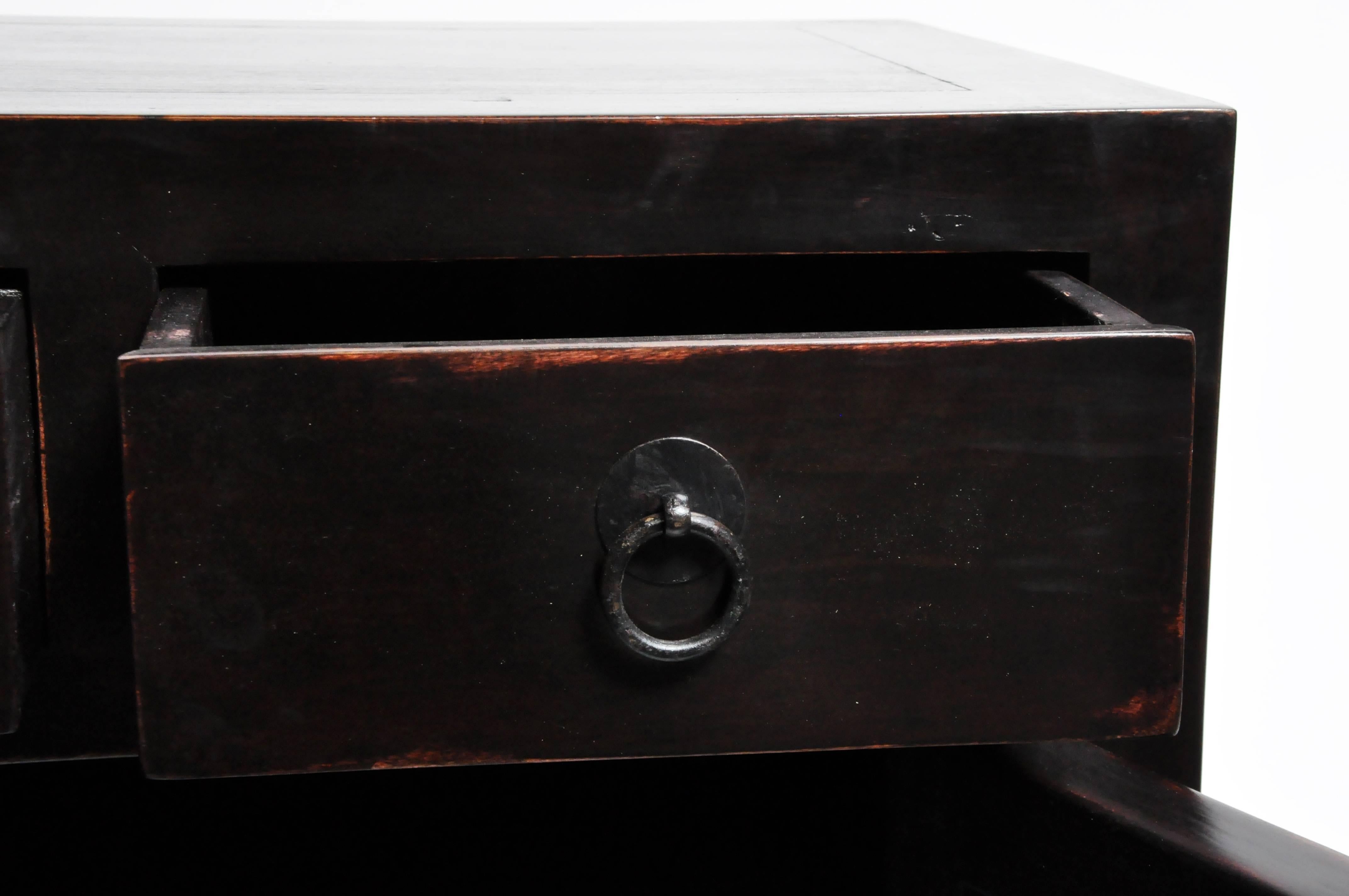 Pair of Chinese Side Chests with Two Drawers and a Shelf 6