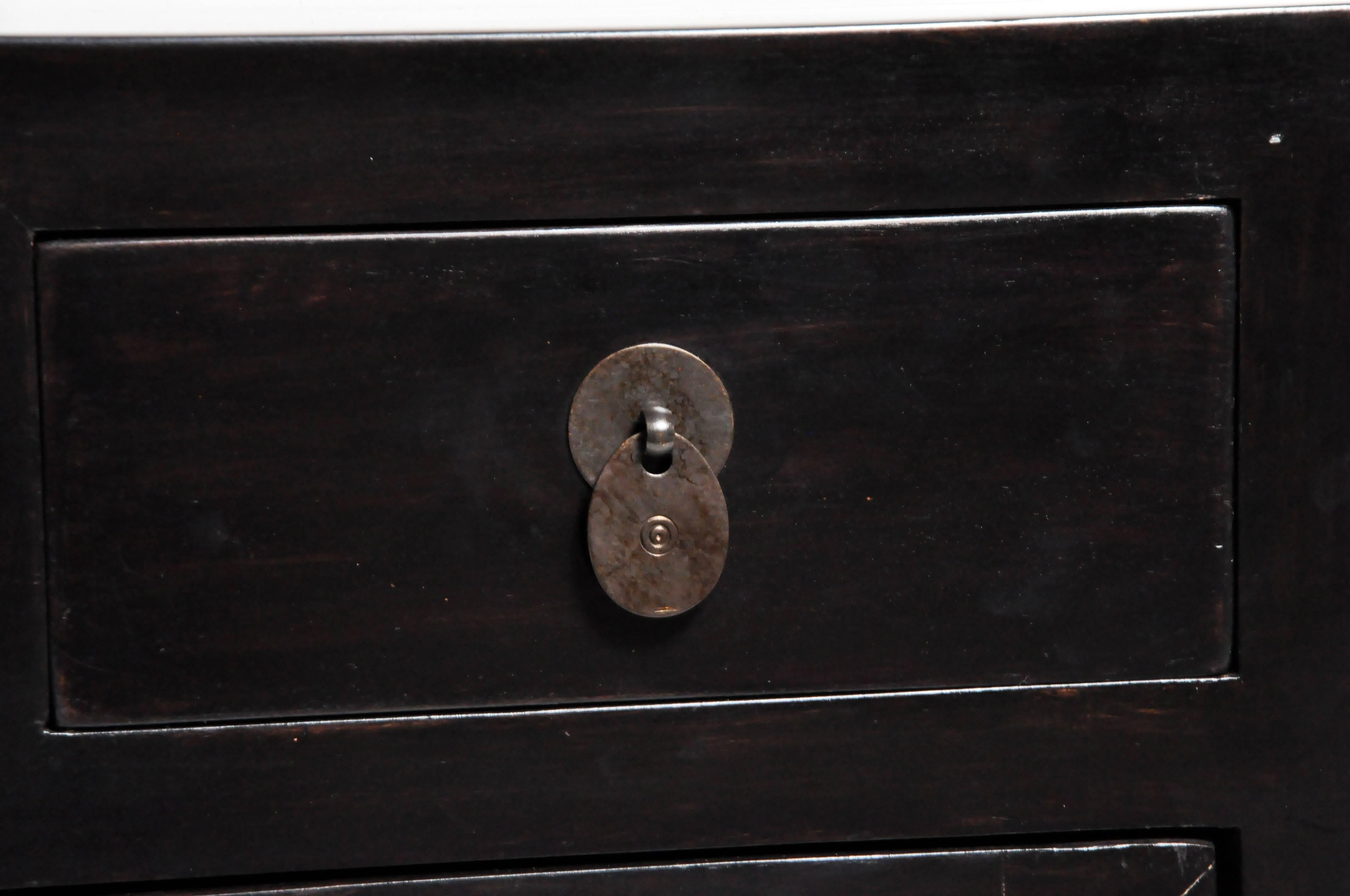 Pair of Chinese Side Chests with Two Drawers and a Shelf 8