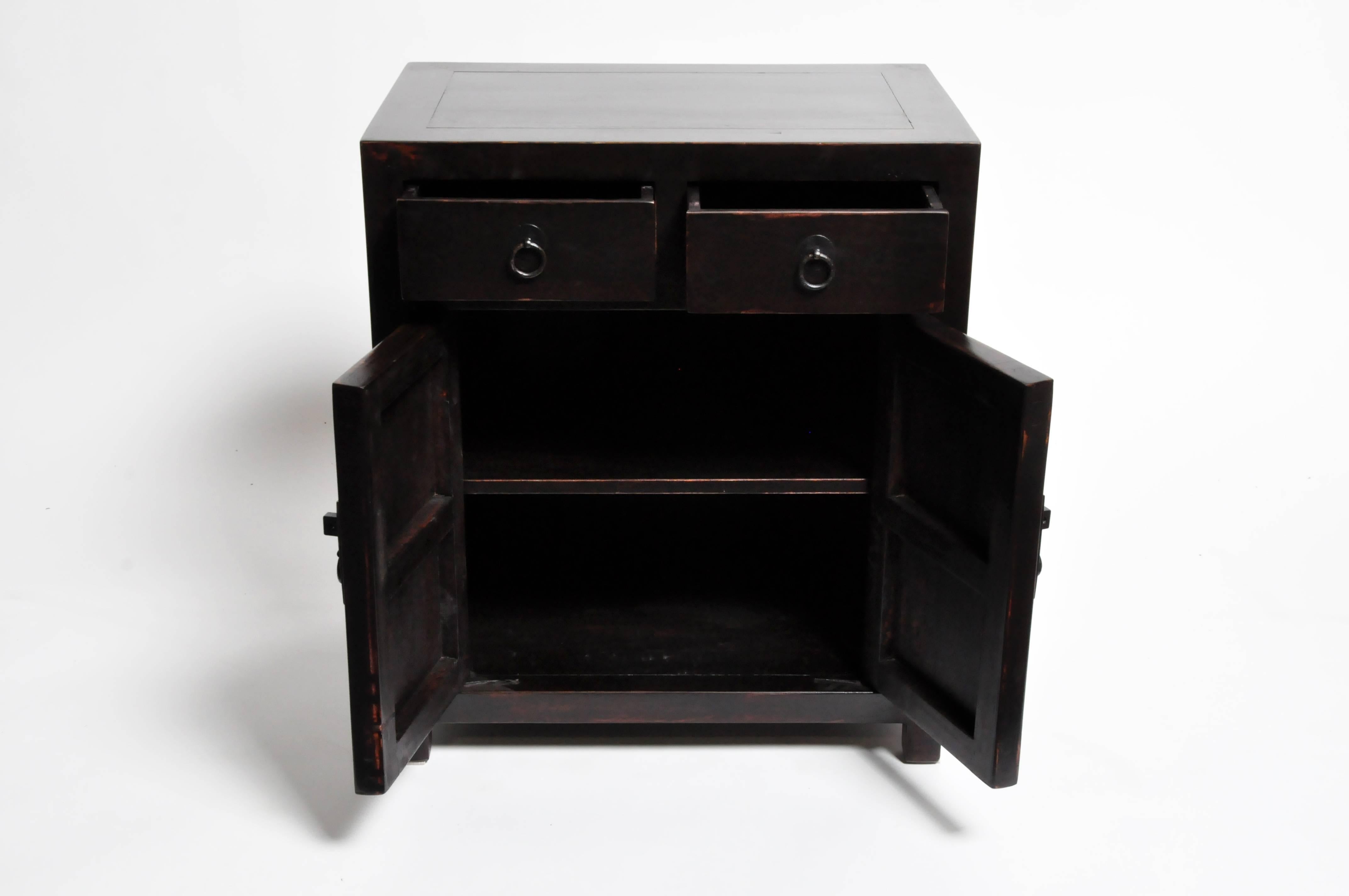 Pair of Chinese Side Chests with Two Drawers and a Shelf 1