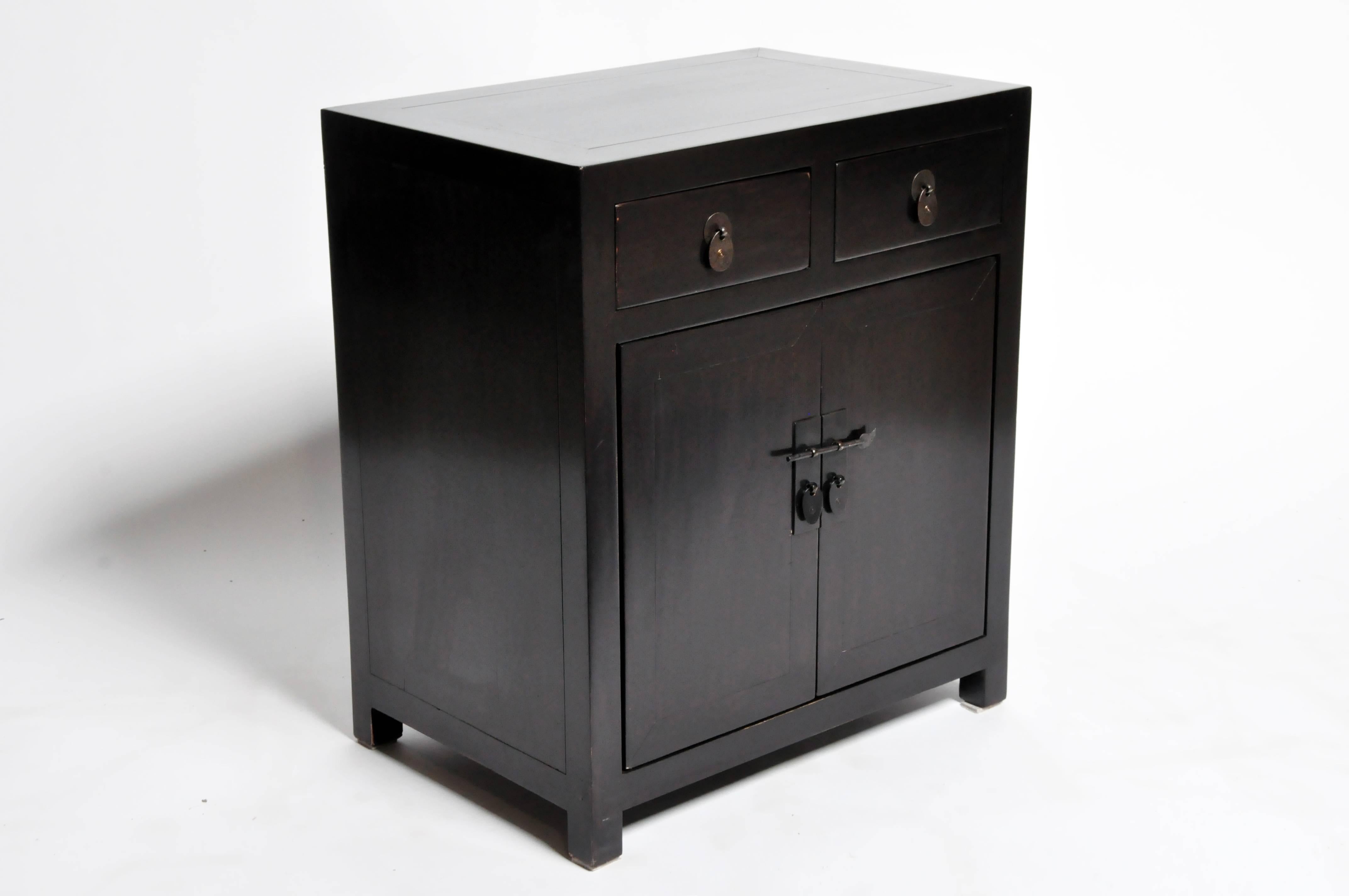 Pair of Chinese Side Chests with Two Drawers and a Shelf 1