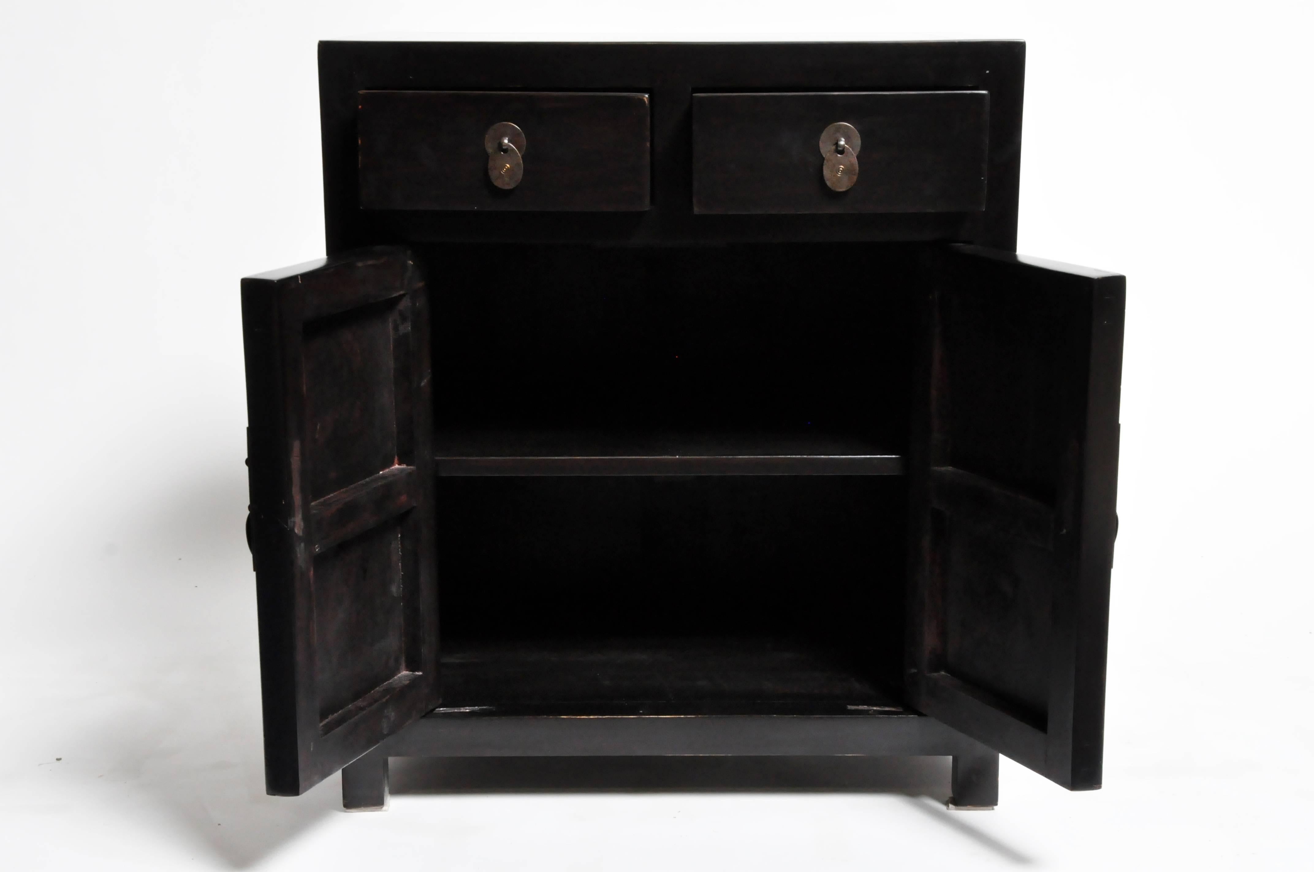 Pair of Chinese Side Chests with Two Drawers and a Shelf 2