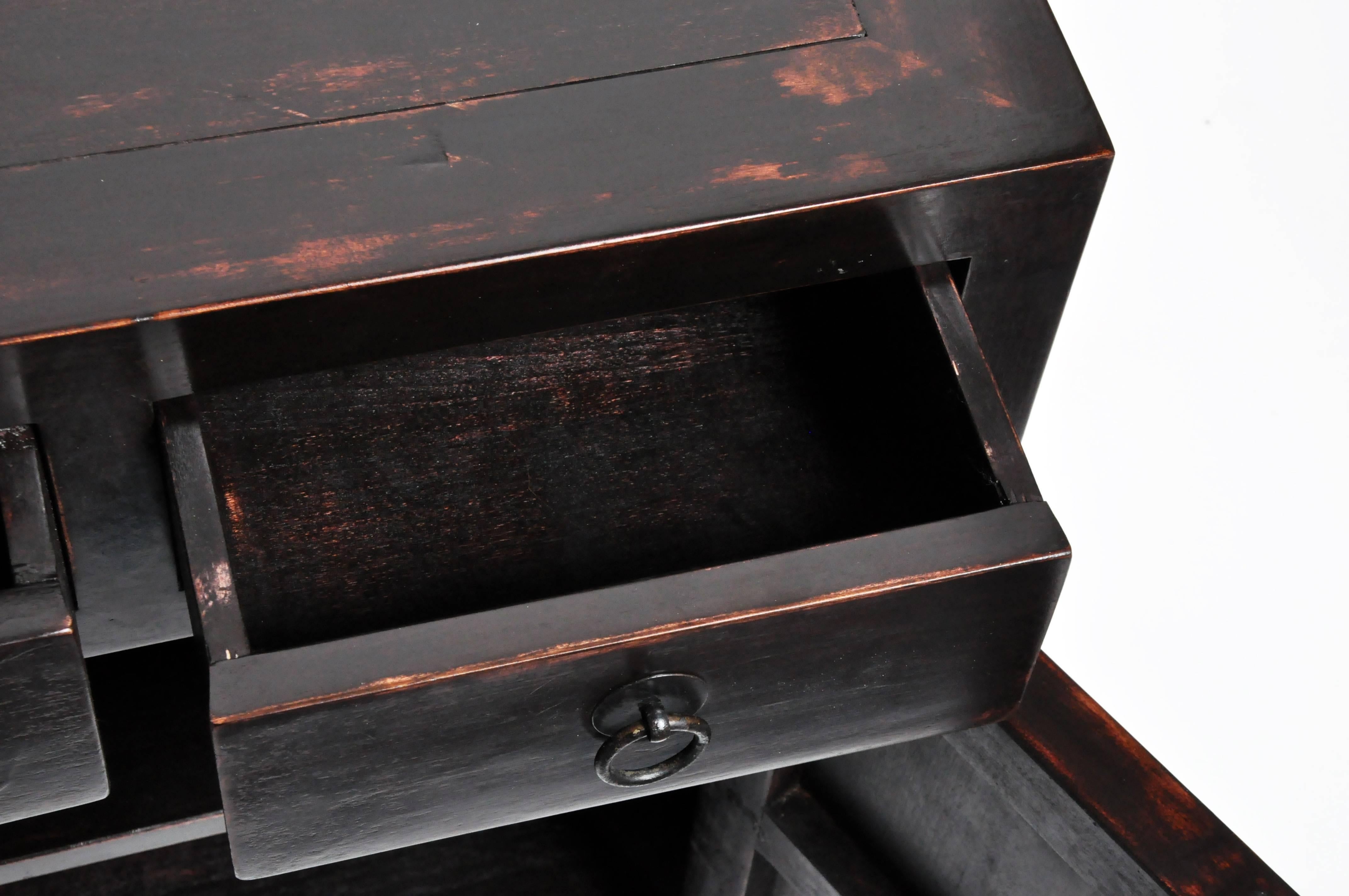 Pair of Chinese Side Chests with Two Drawers and a Shelf 4