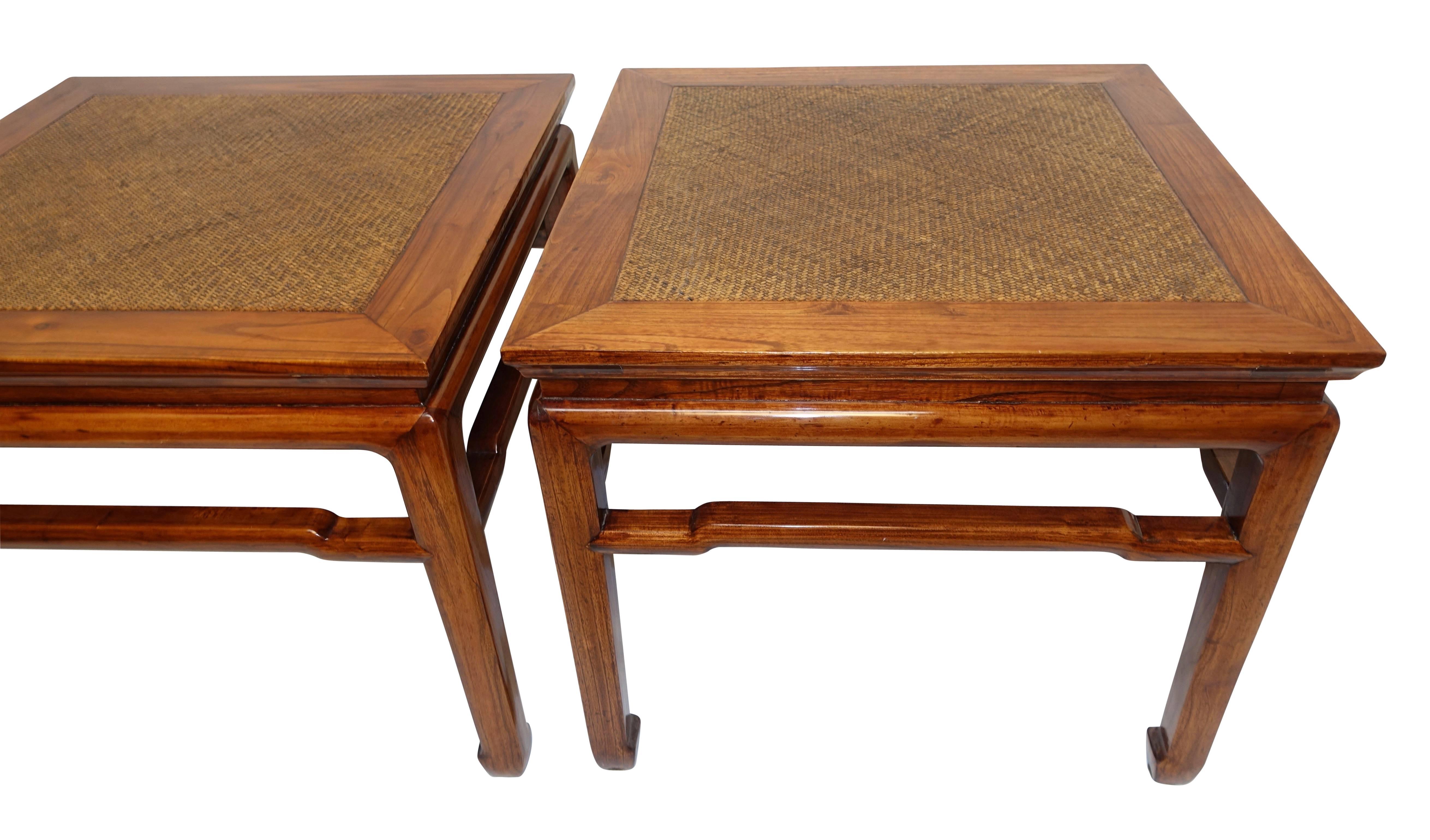 Pair of Chinese Side or End Tables with Woven Panels, Mid-19th Century 6
