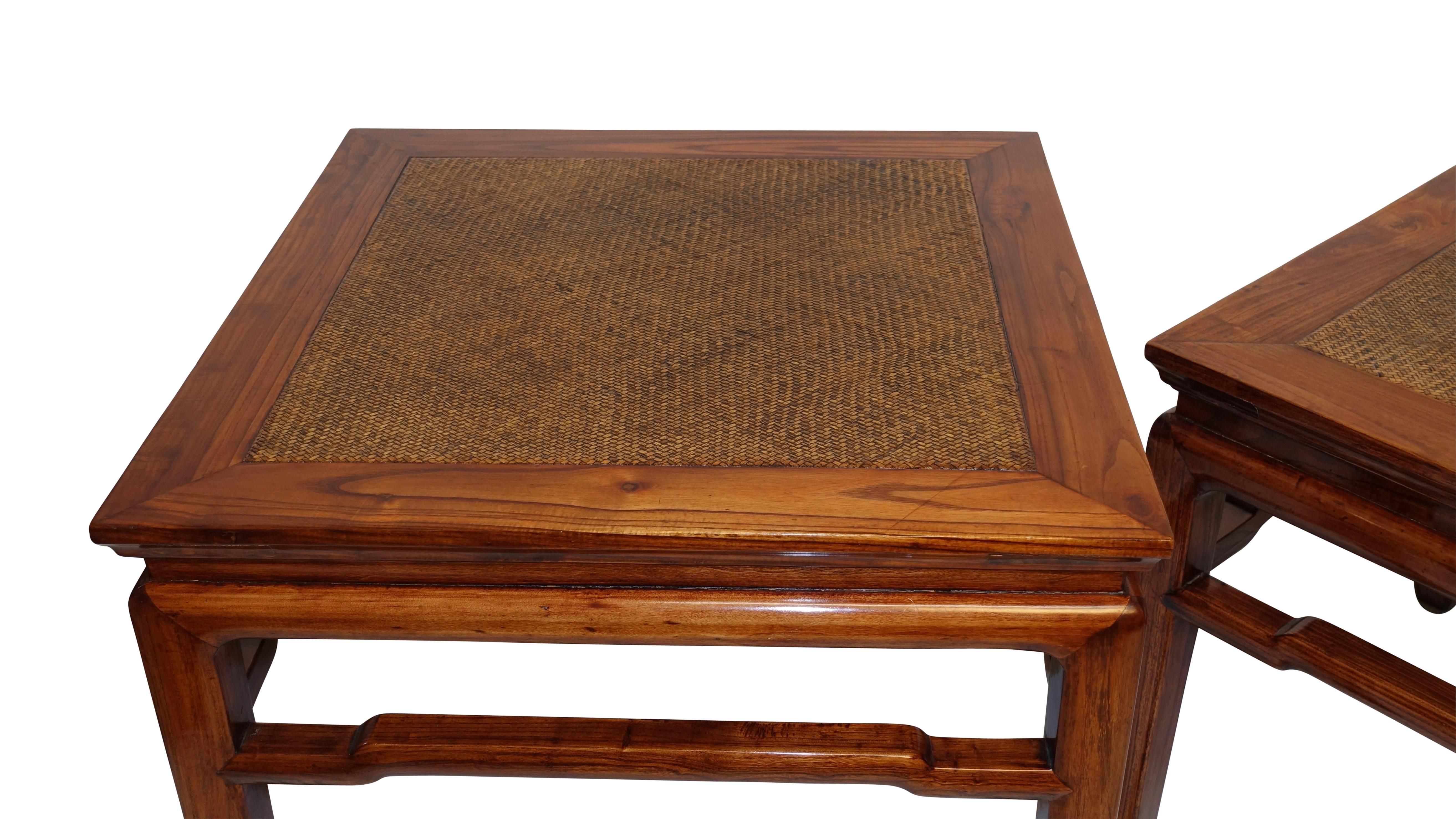 Pair of Chinese Side or End Tables with Woven Panels, Mid-19th Century 8