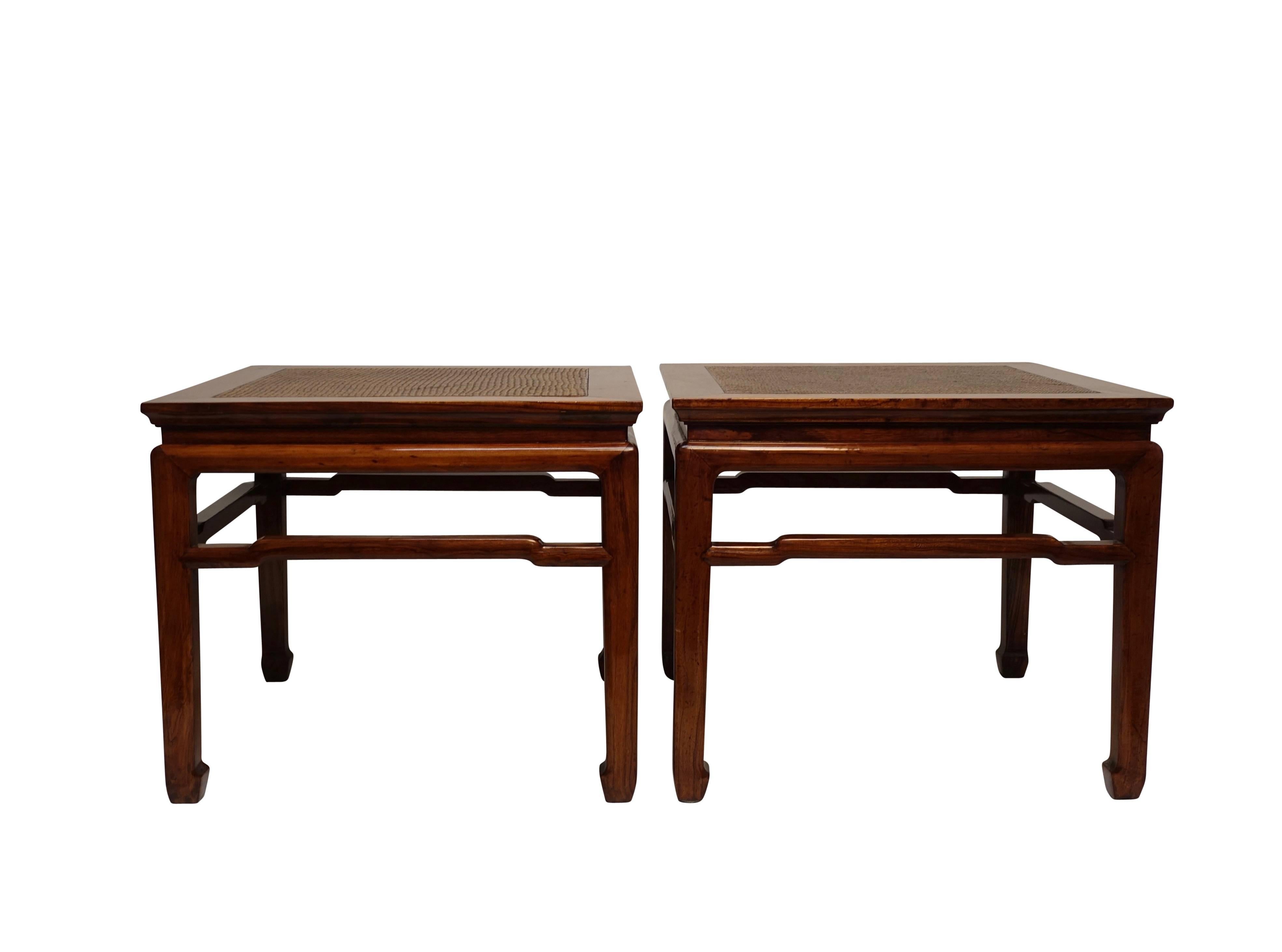 Pair of Chinese Side or End Tables with Woven Panels, Mid-19th Century 9