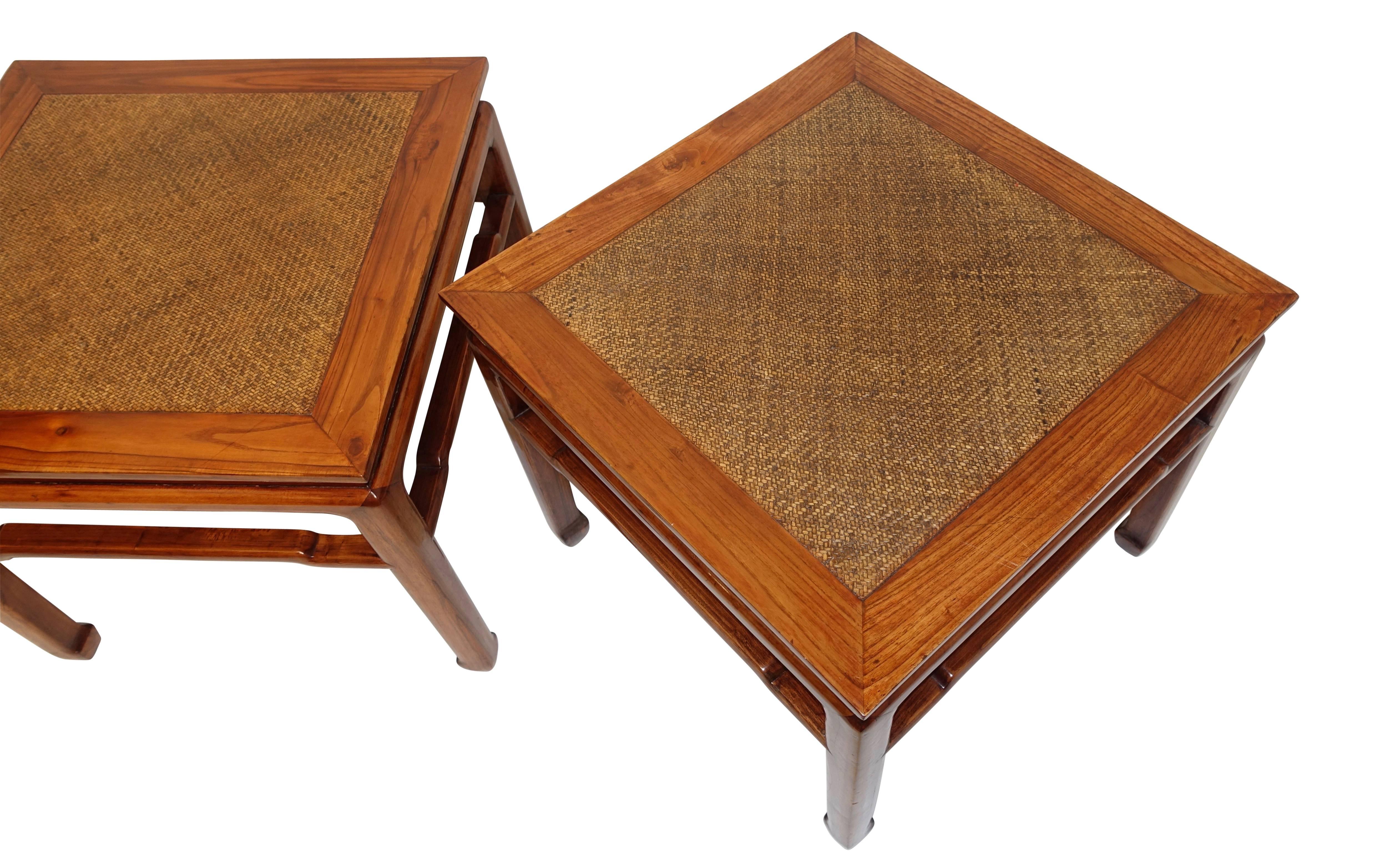 Pair of Chinese Side or End Tables with Woven Panels, Mid-19th Century 1