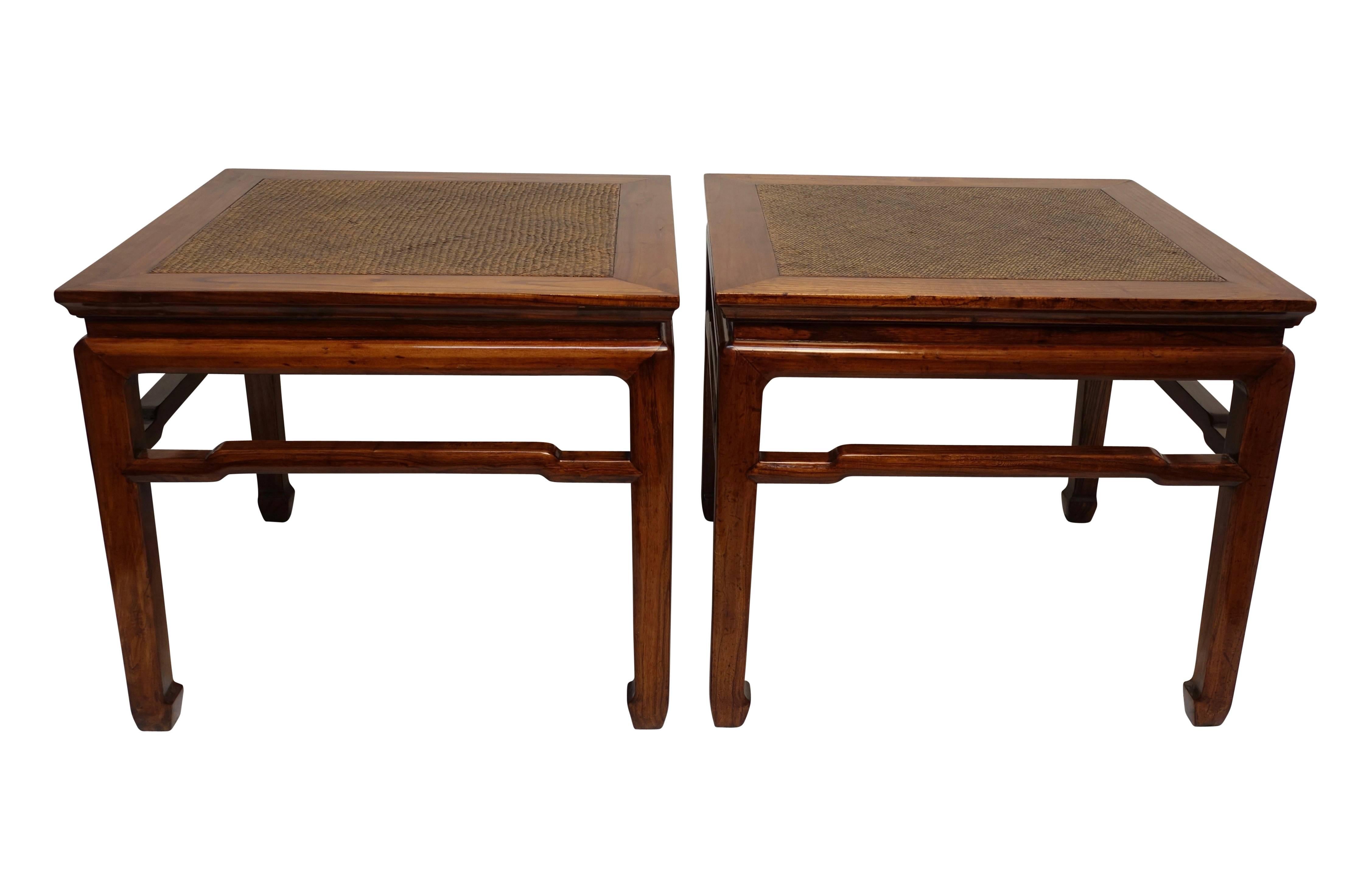 Pair of Chinese Side or End Tables with Woven Panels, Mid-19th Century 3