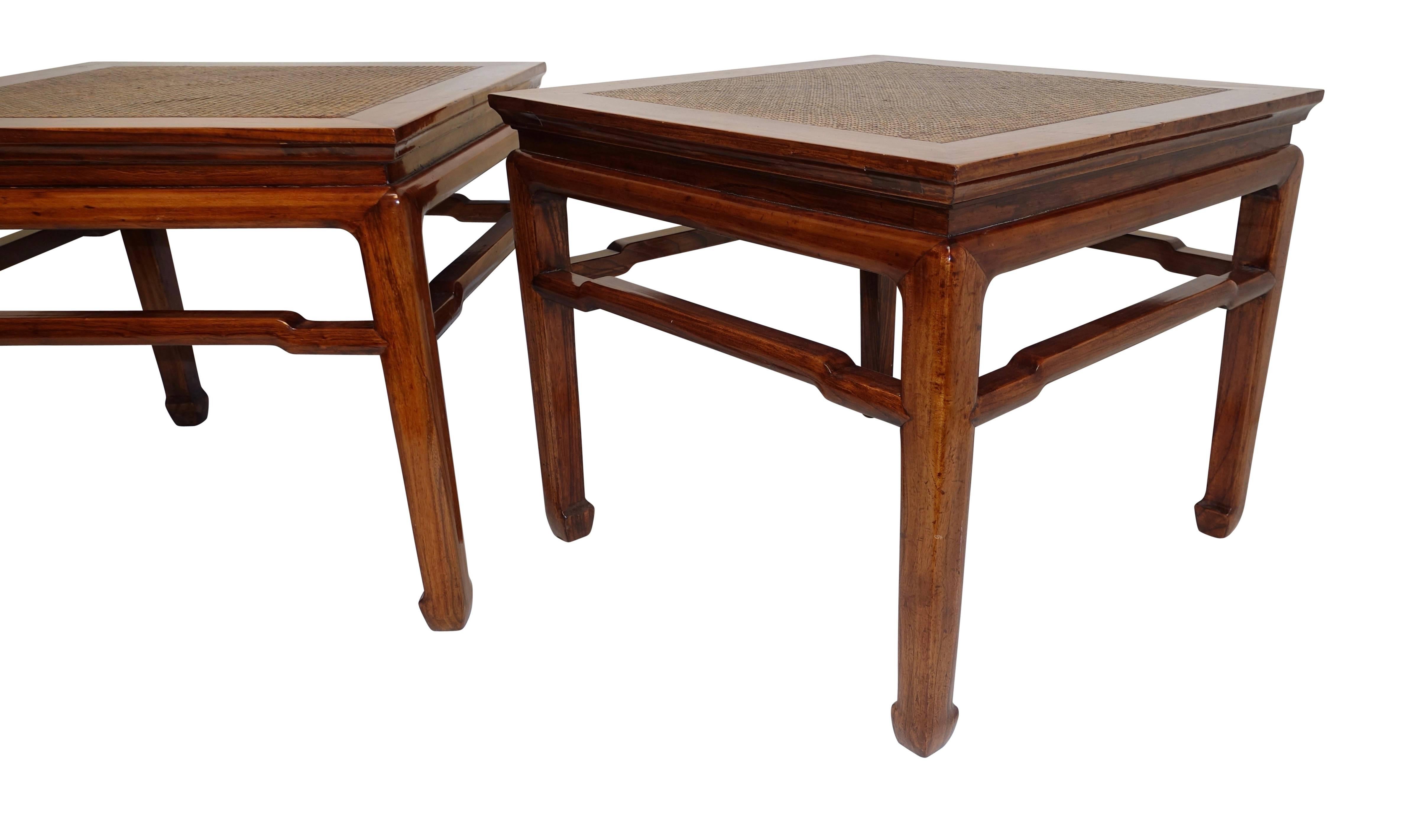 Pair of Chinese Side or End Tables with Woven Panels, Mid-19th Century 4