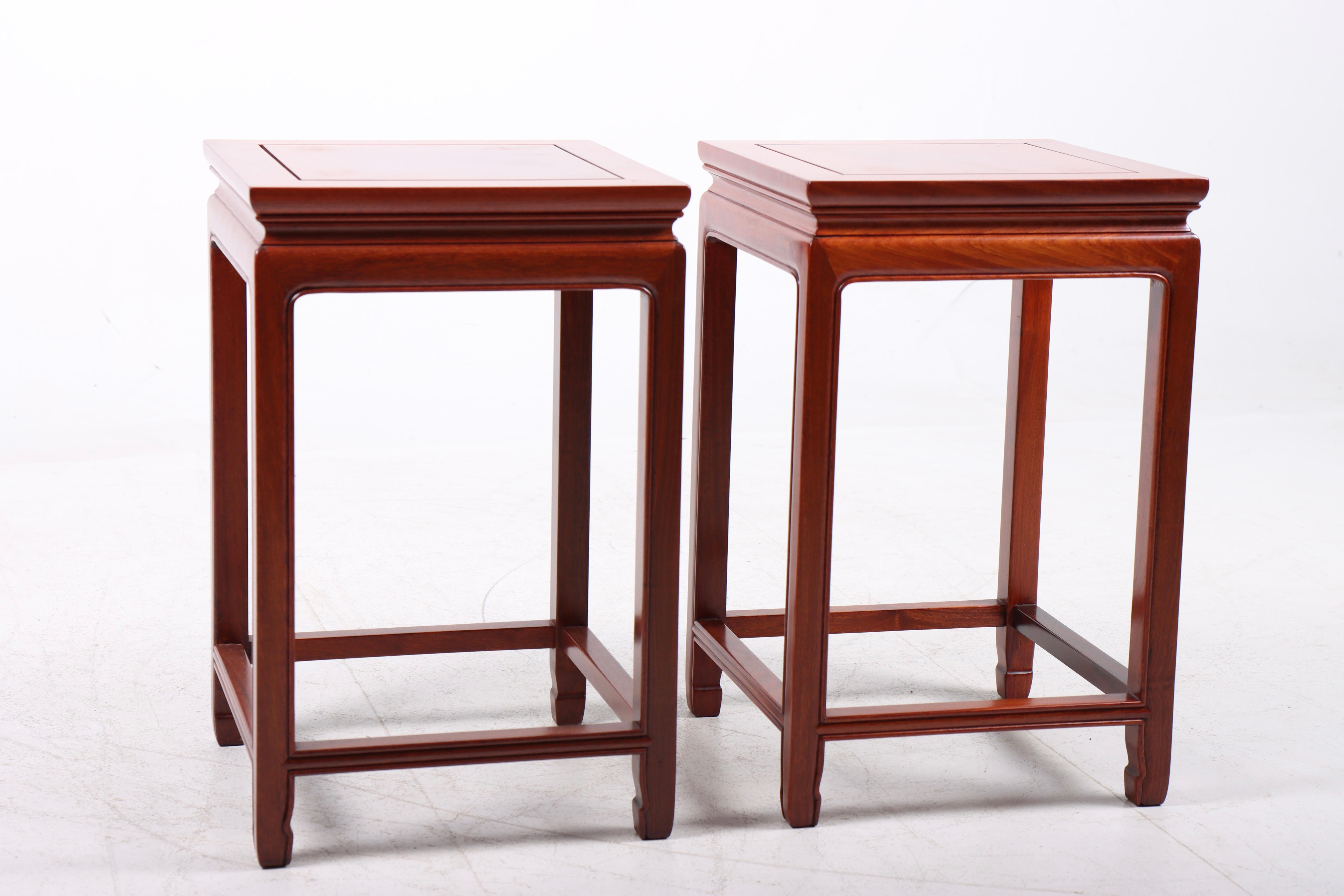 Mid-20th Century Pair of Chinese Side Tables in Mahogany, 1960s For Sale