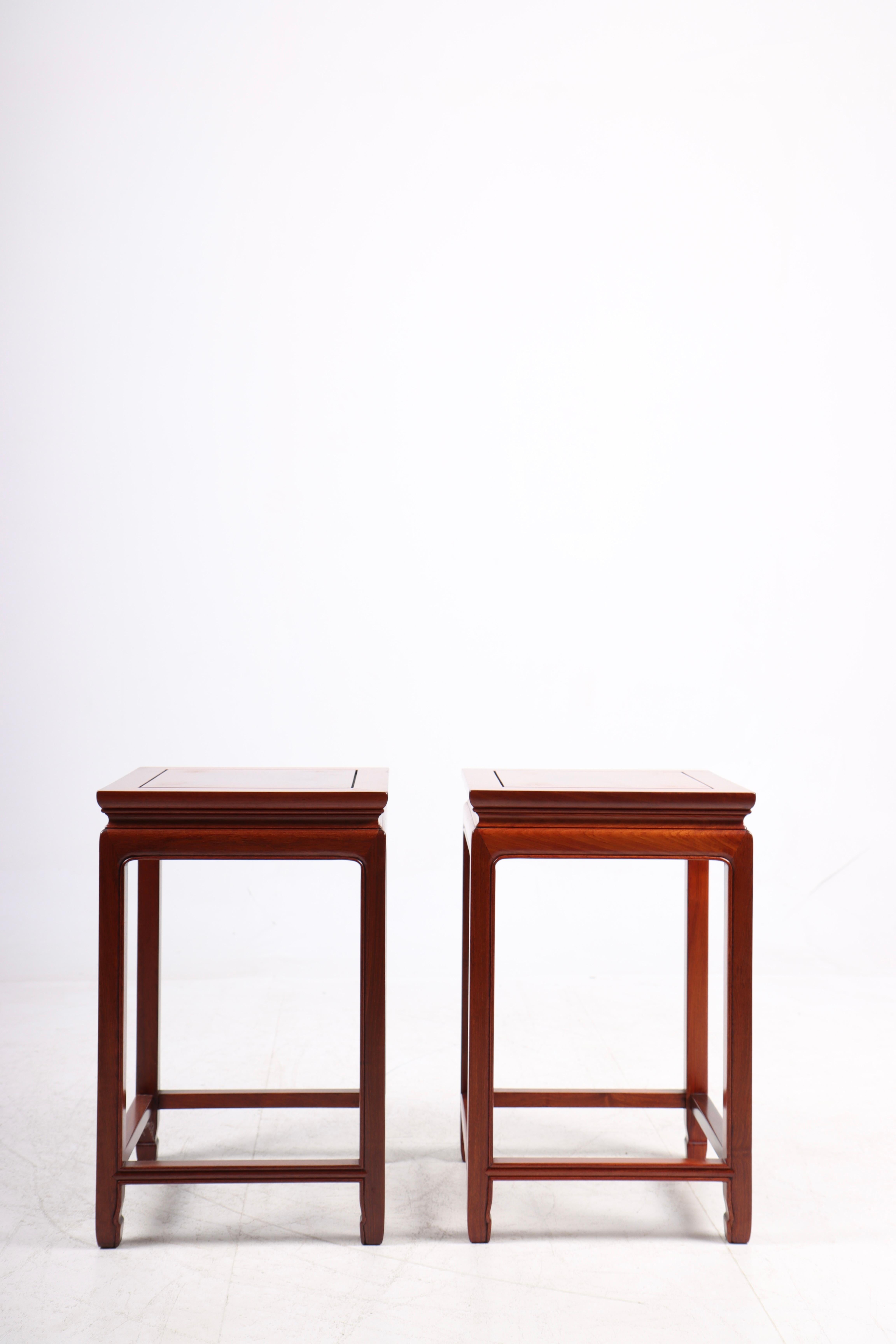 Pair of Chinese Side Tables in Mahogany, 1960s For Sale 1