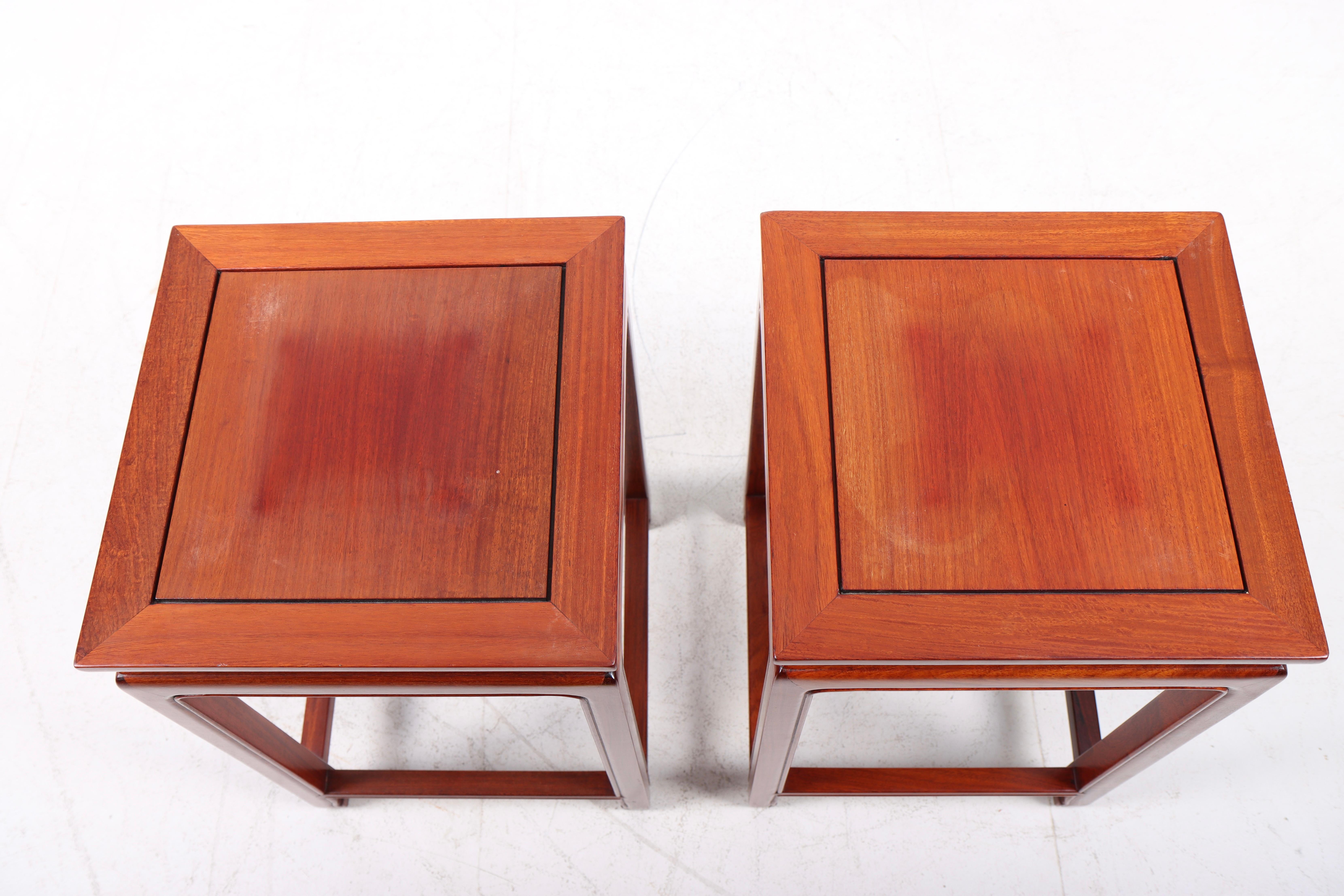 Pair of Chinese Side Tables in Mahogany, 1960s For Sale 2