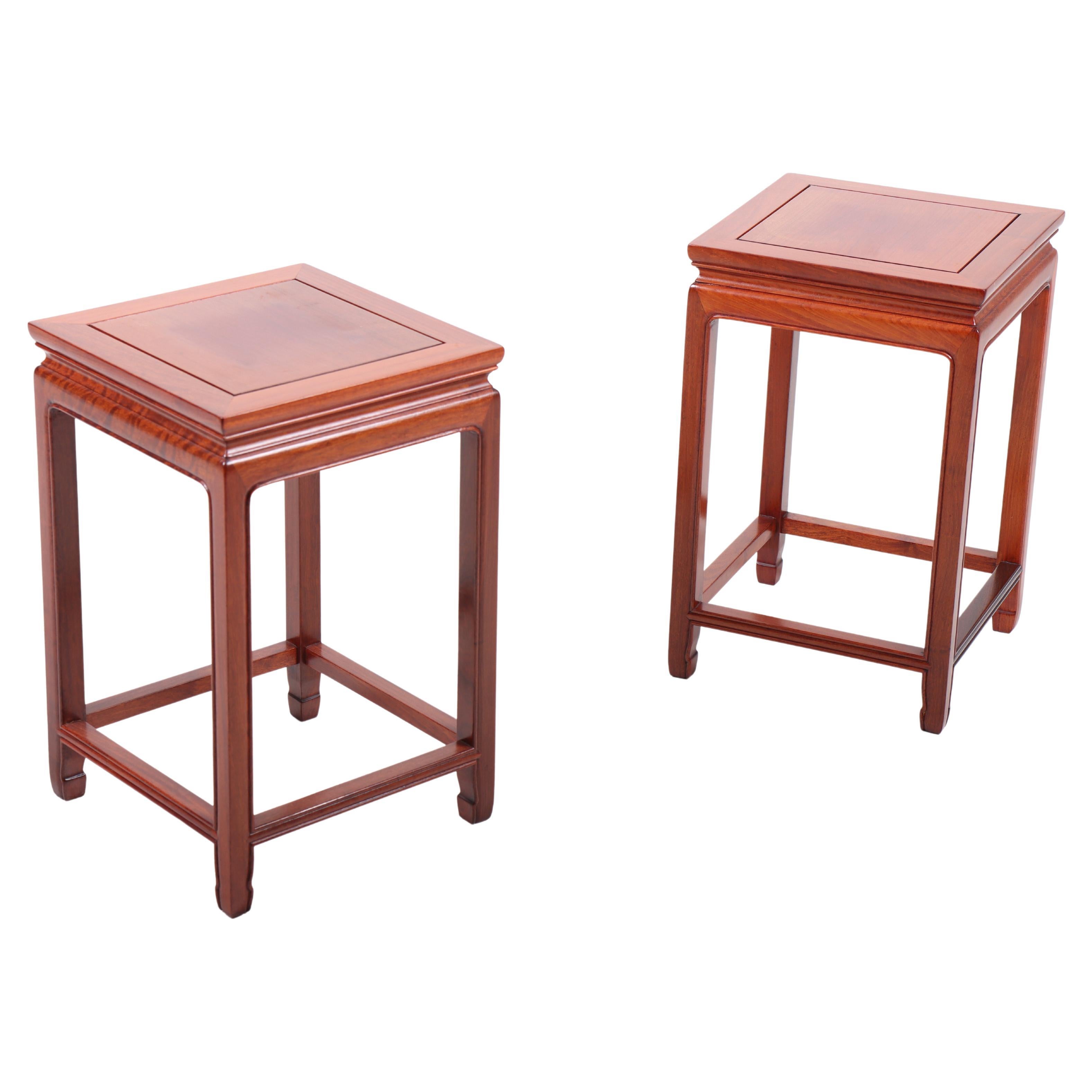 Pair of Chinese Side Tables in Mahogany, 1960s