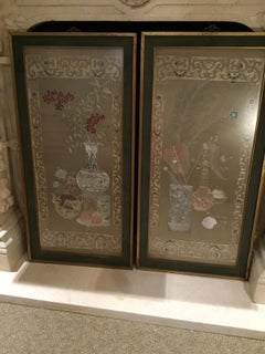 Pair of Chinese Silk Embroidered Panels, Early 20th Century