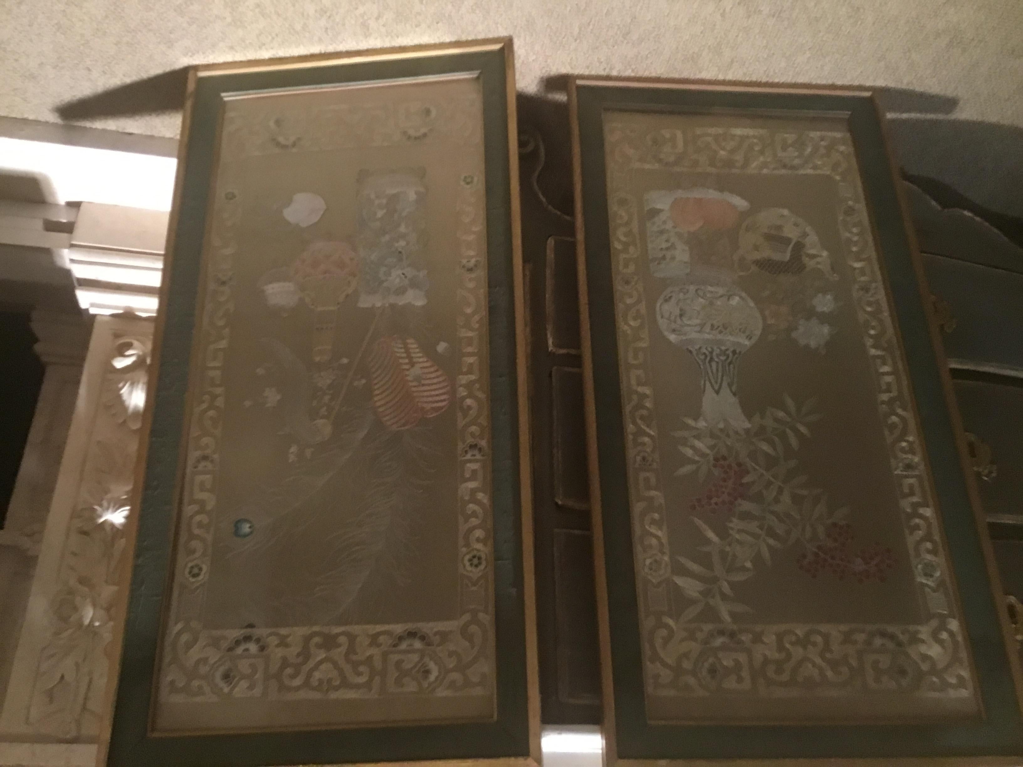 Pair of Chinese Silk Embroidered Panels, Early 20th Century 4
