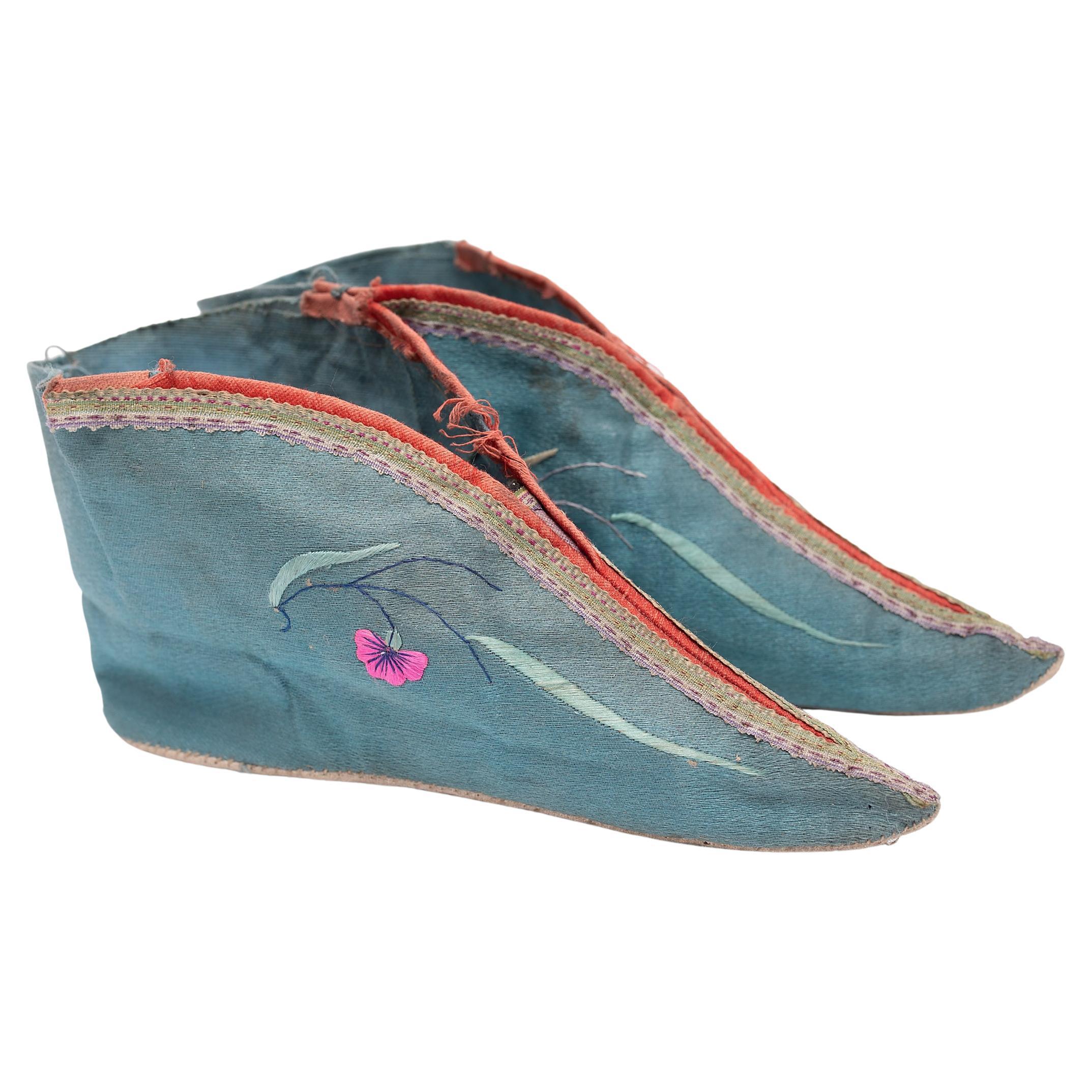 Pair of Chinese Silk Lotus Slippers, c. 1850 For Sale