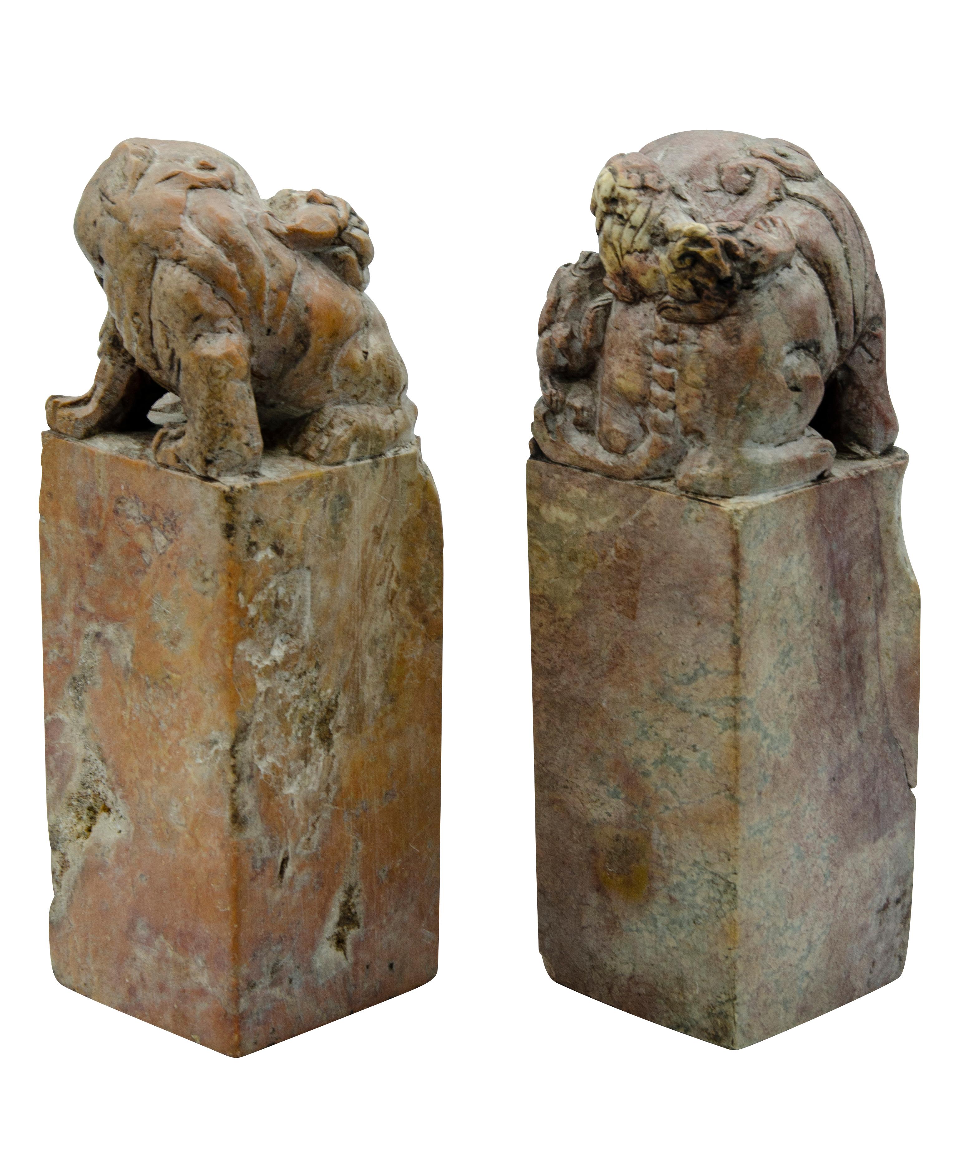 Pair of Chinese Soapstone Carved Seals 5