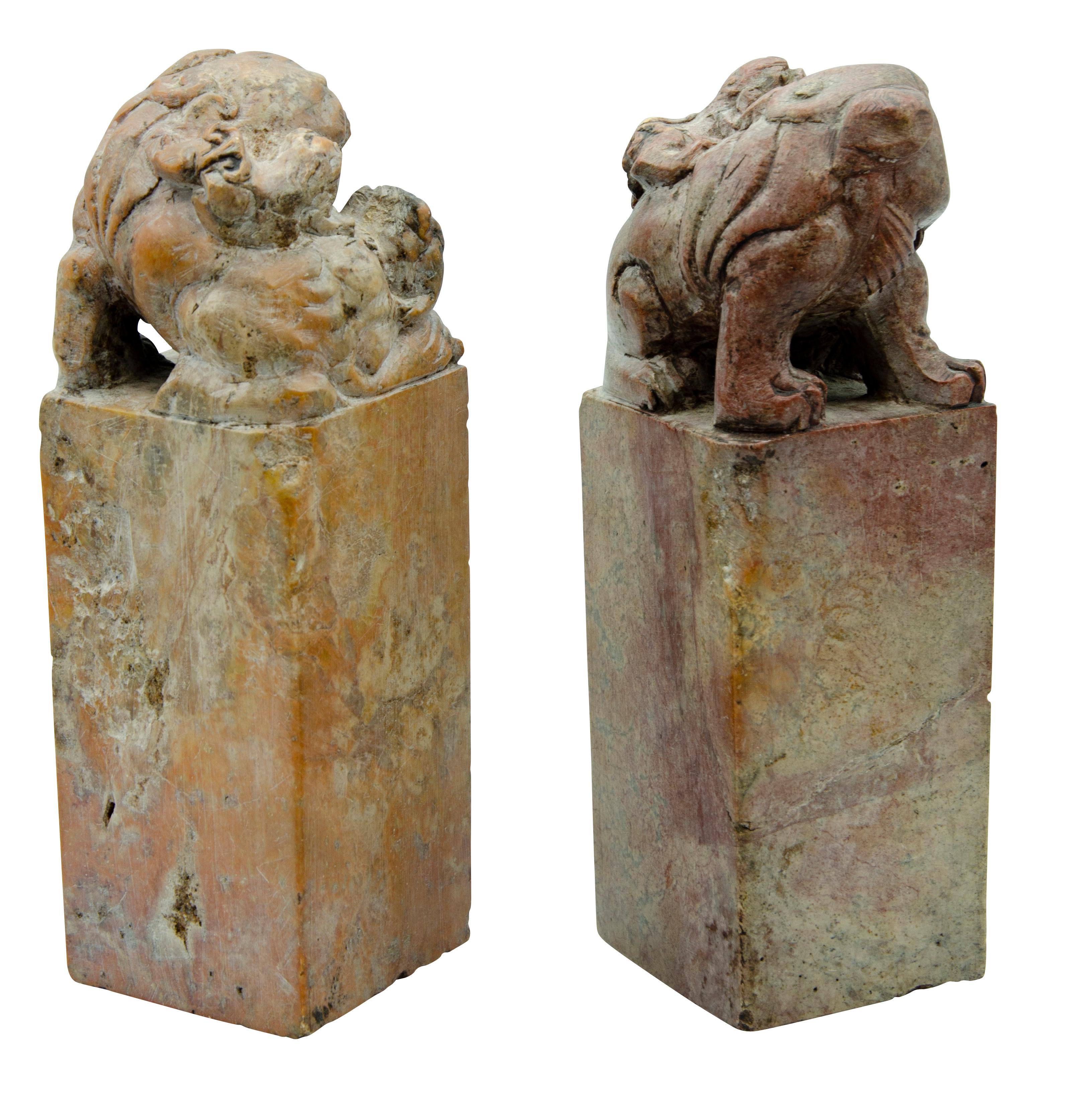 Pair of Chinese Soapstone Carved Seals 3