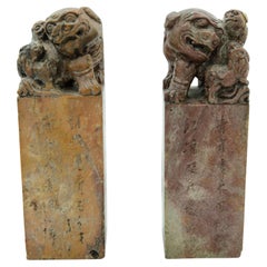 Pair of Chinese Soapstone Carved Seals