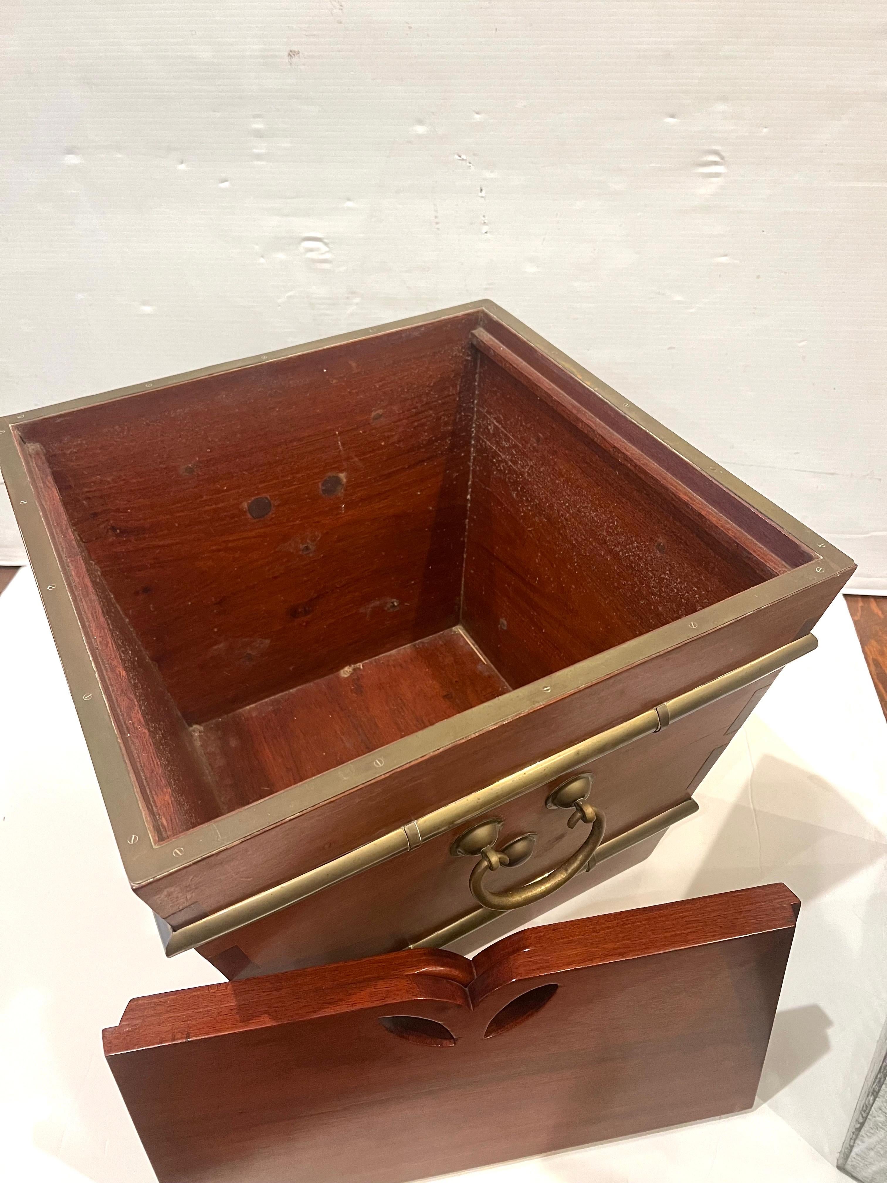 Pair of Chinese Solid Mahogany & Brass Large Ice Chest Box by George Zee In Good Condition For Sale In San Diego, CA