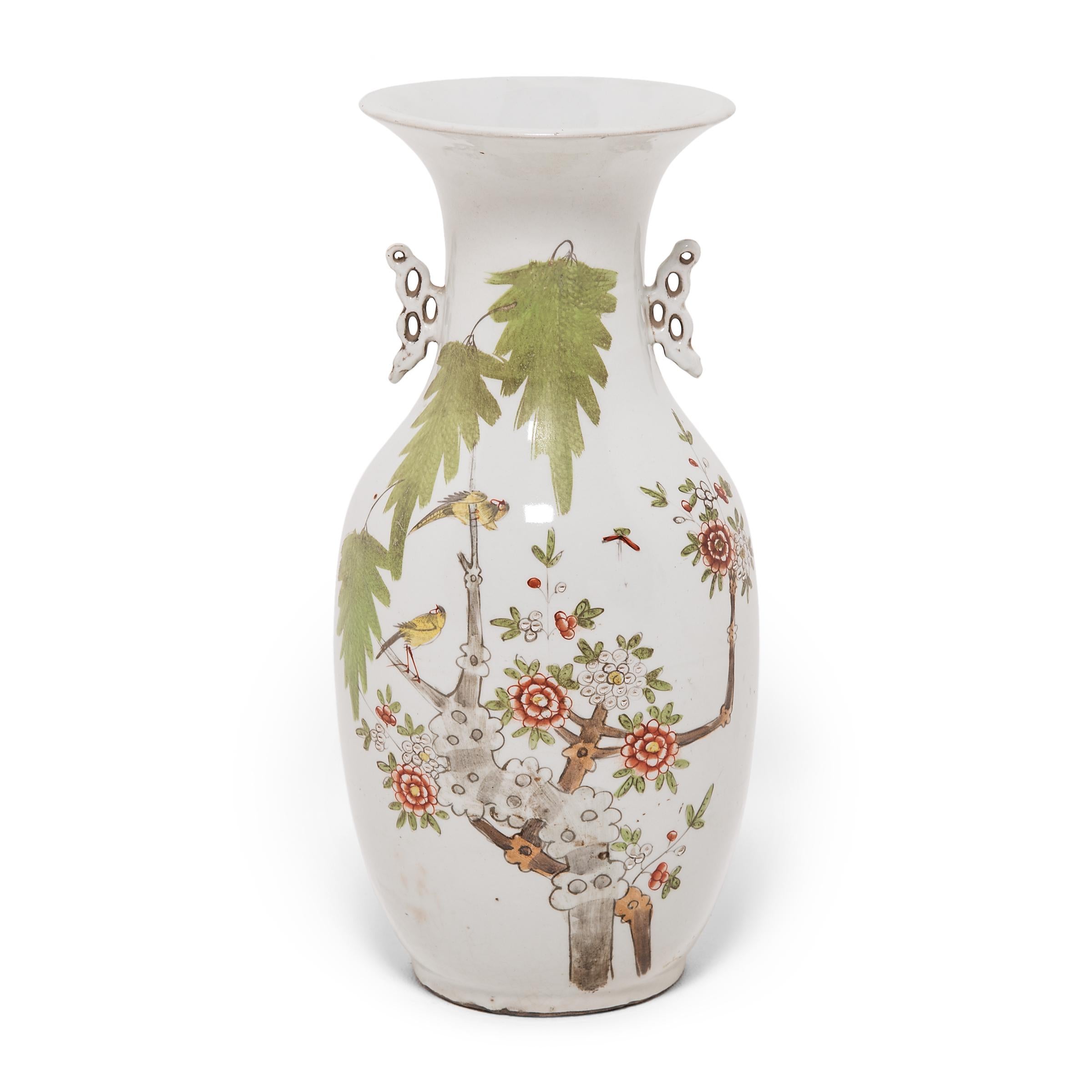 Porcelain Pair of Chinese Springtime Vases, circa 1900