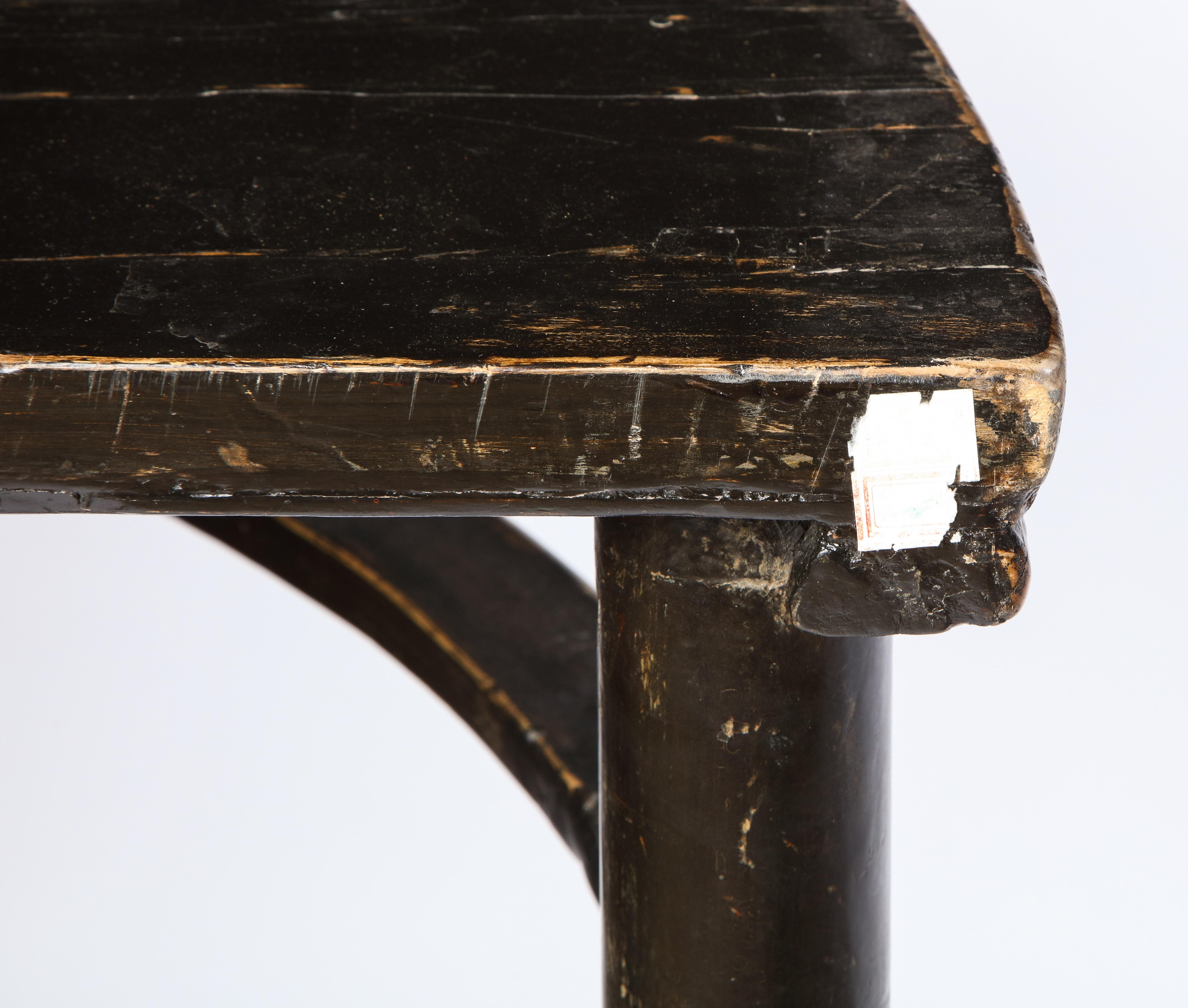 Pair of Chinese Stained Soft Wood Demilune Side Tables, 20th Century For Sale 8