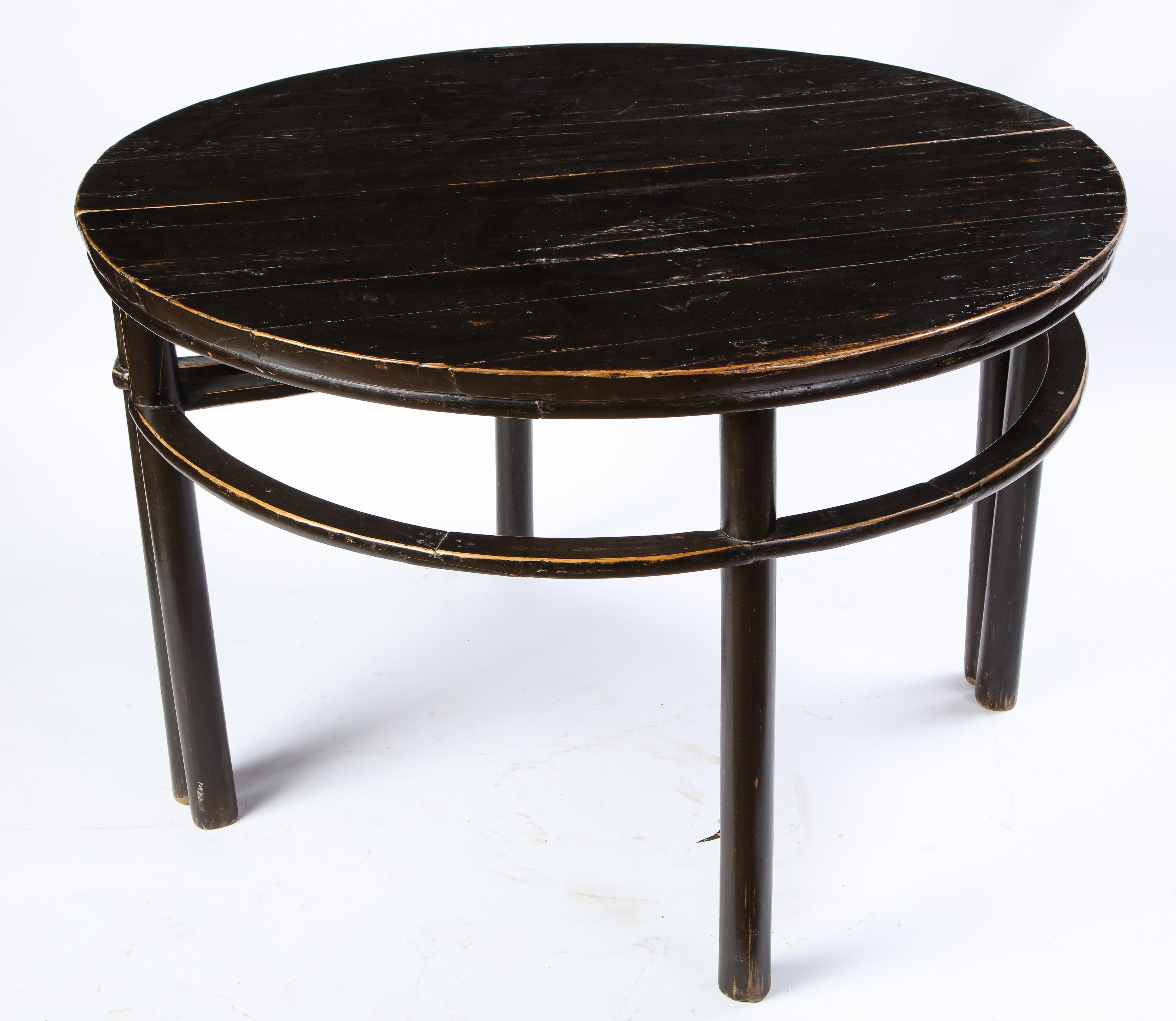 Pair of Chinese Stained Soft Wood Demilune Side Tables, 20th Century For Sale 10