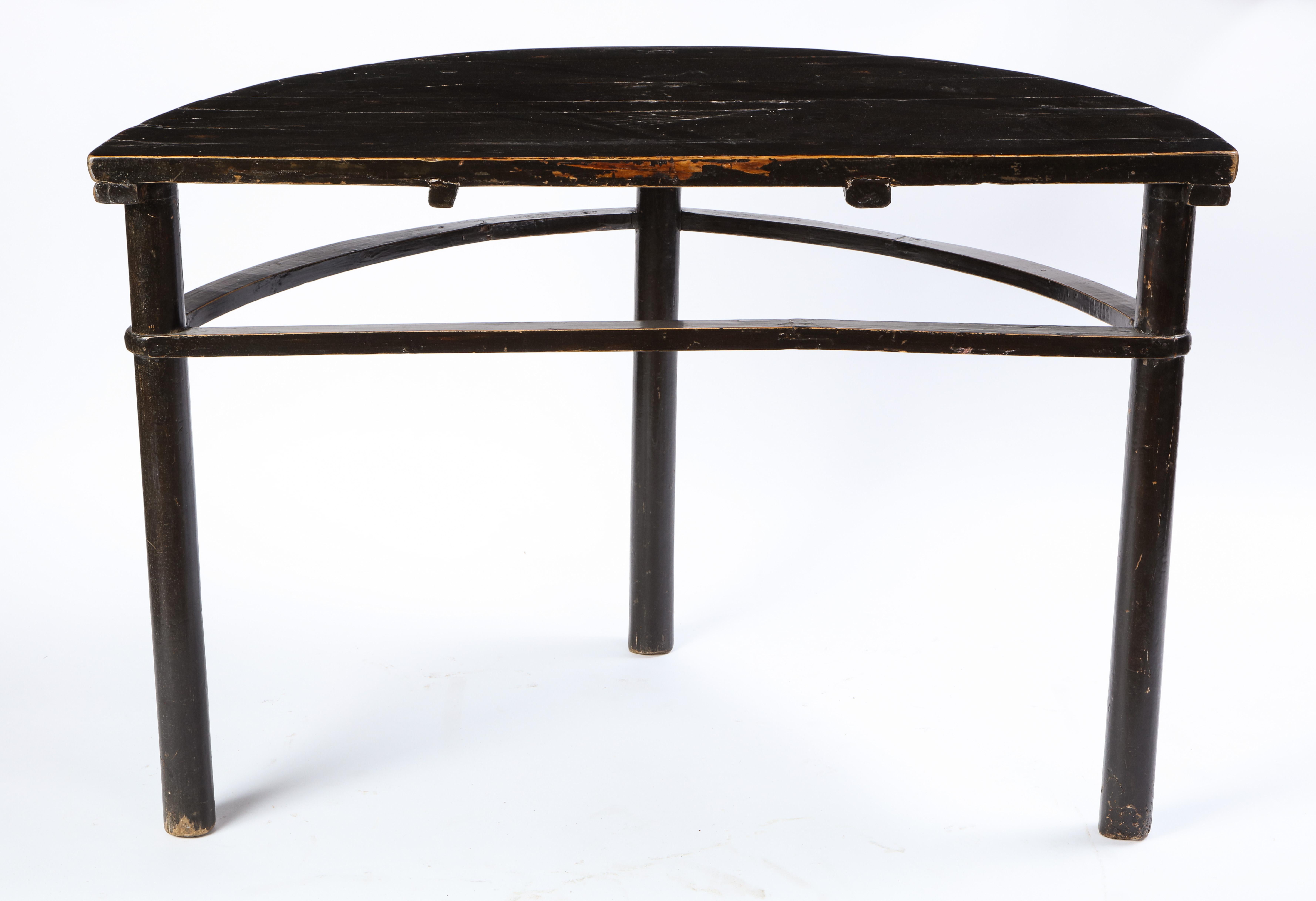 Pair of Chinese Stained Soft Wood Demilune Side Tables, 20th Century 8