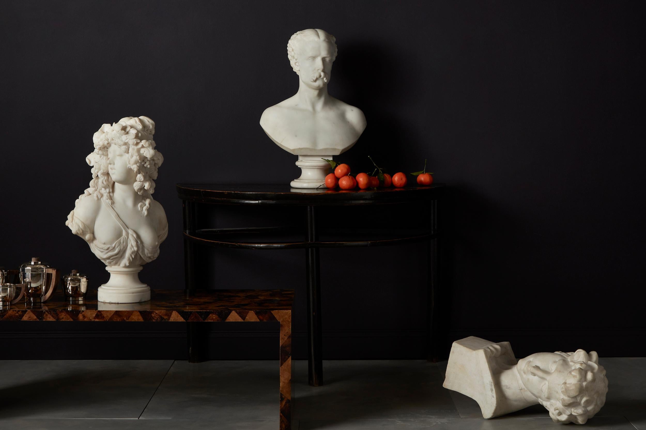 Pair of Chinese Stained Soft Wood Demilune Side Tables, 20th Century For Sale 3