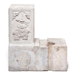Pair of Chinese Stone Door Posts with Mythical Elephants, c. 1850